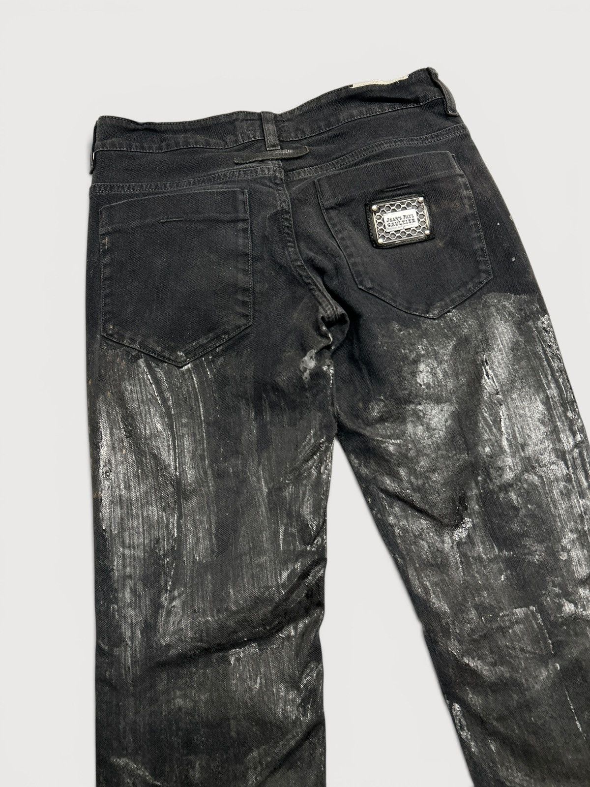 Jean Paul Gaultier Waxed Black Metal Patch Denim Size US 29 - 8 Thumbnail