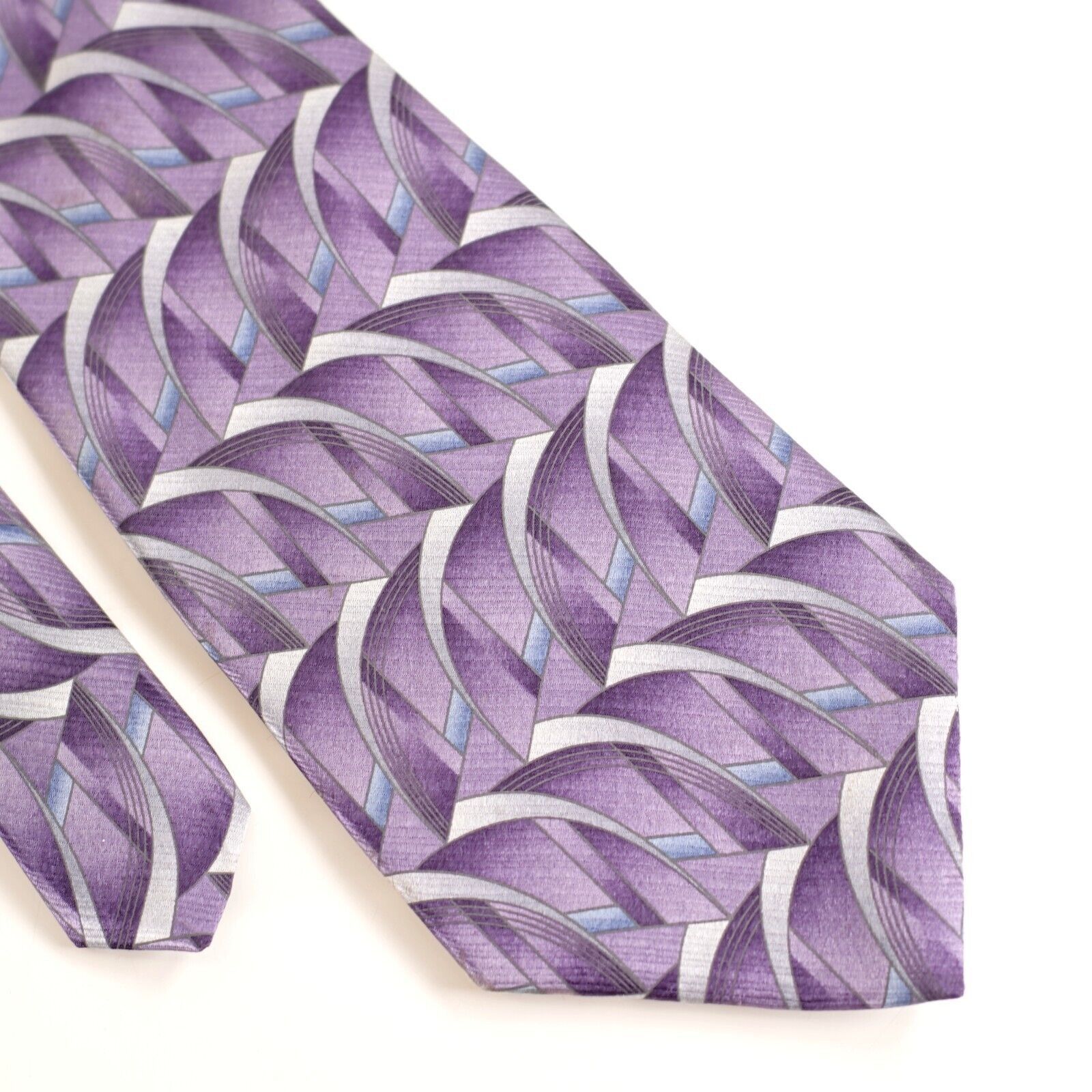 Stafford Stafford Purple Abstract Geometric Print Long Wide Silk Tie Size ONE SIZE - 1 Thumbnail