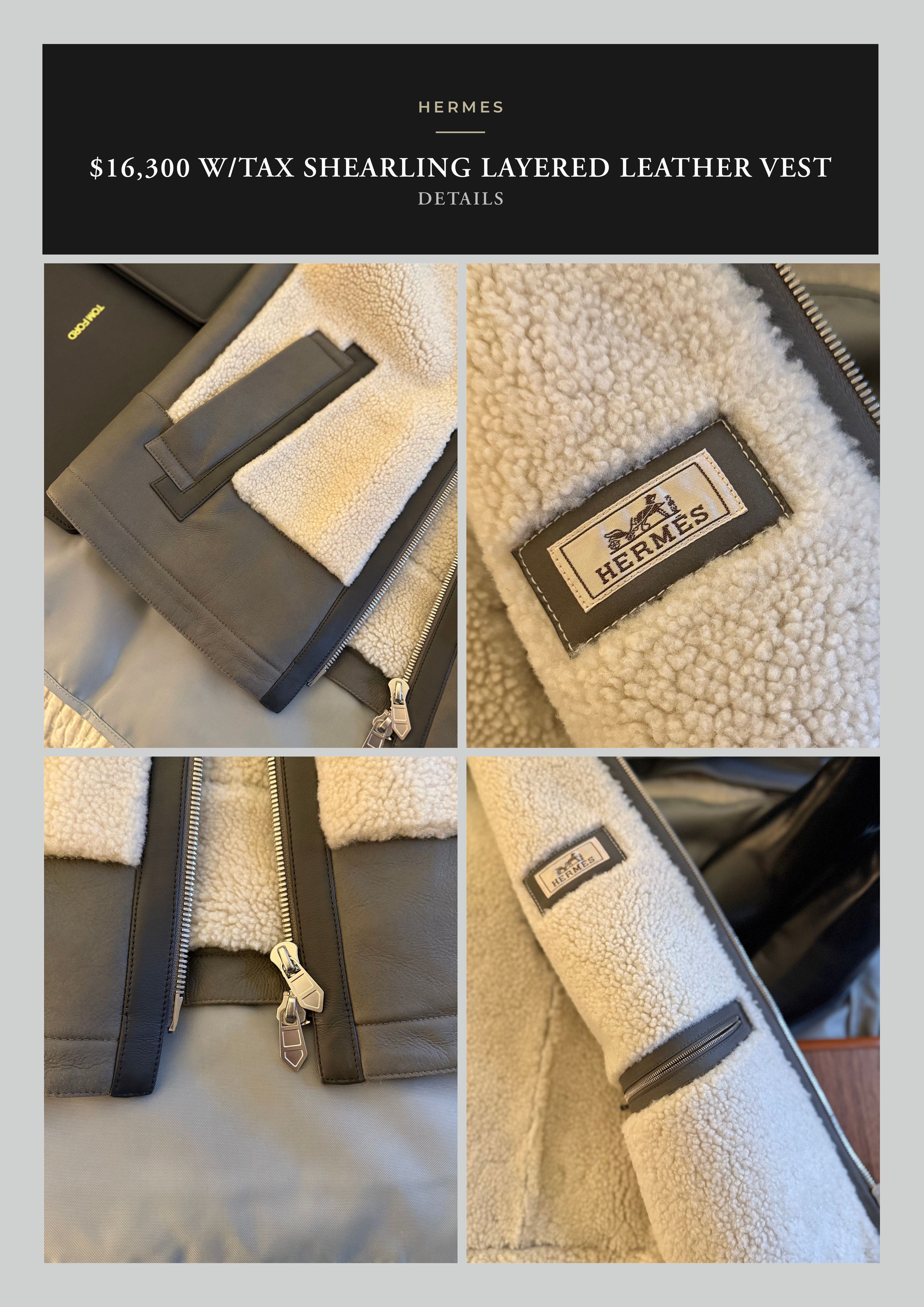 Hermes Ultimate Ultra Rare $16K w/tax Calf Shearling Leather Vest Size US M / EU 48-50 / 2 - 23 Thumbnail