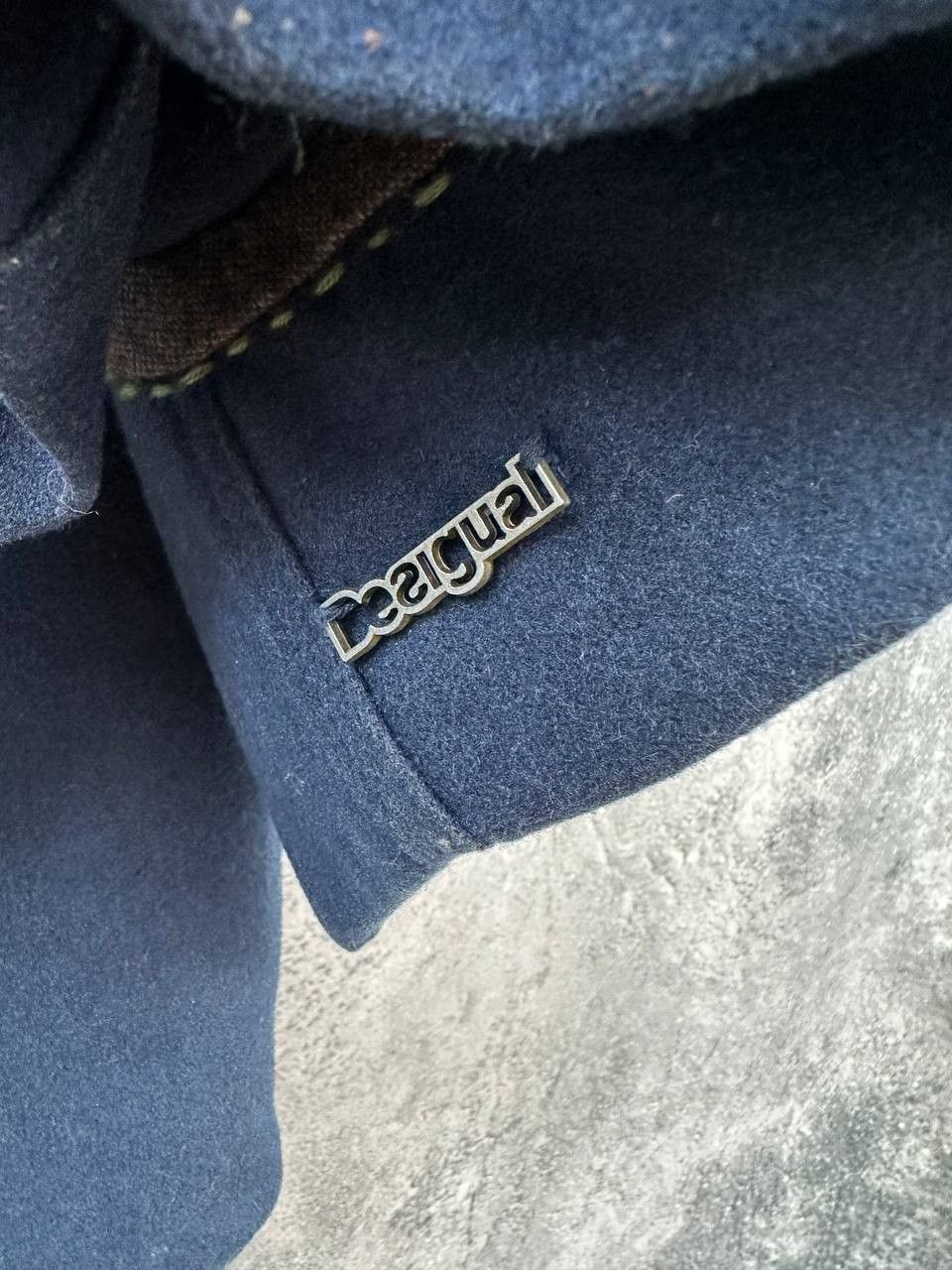 Desigual × Vintage Desigual Patchwork Wool Blazer Navy Blue with Graphic Lining Size XS / US 0-2 / IT 36-38 - 10 Thumbnail