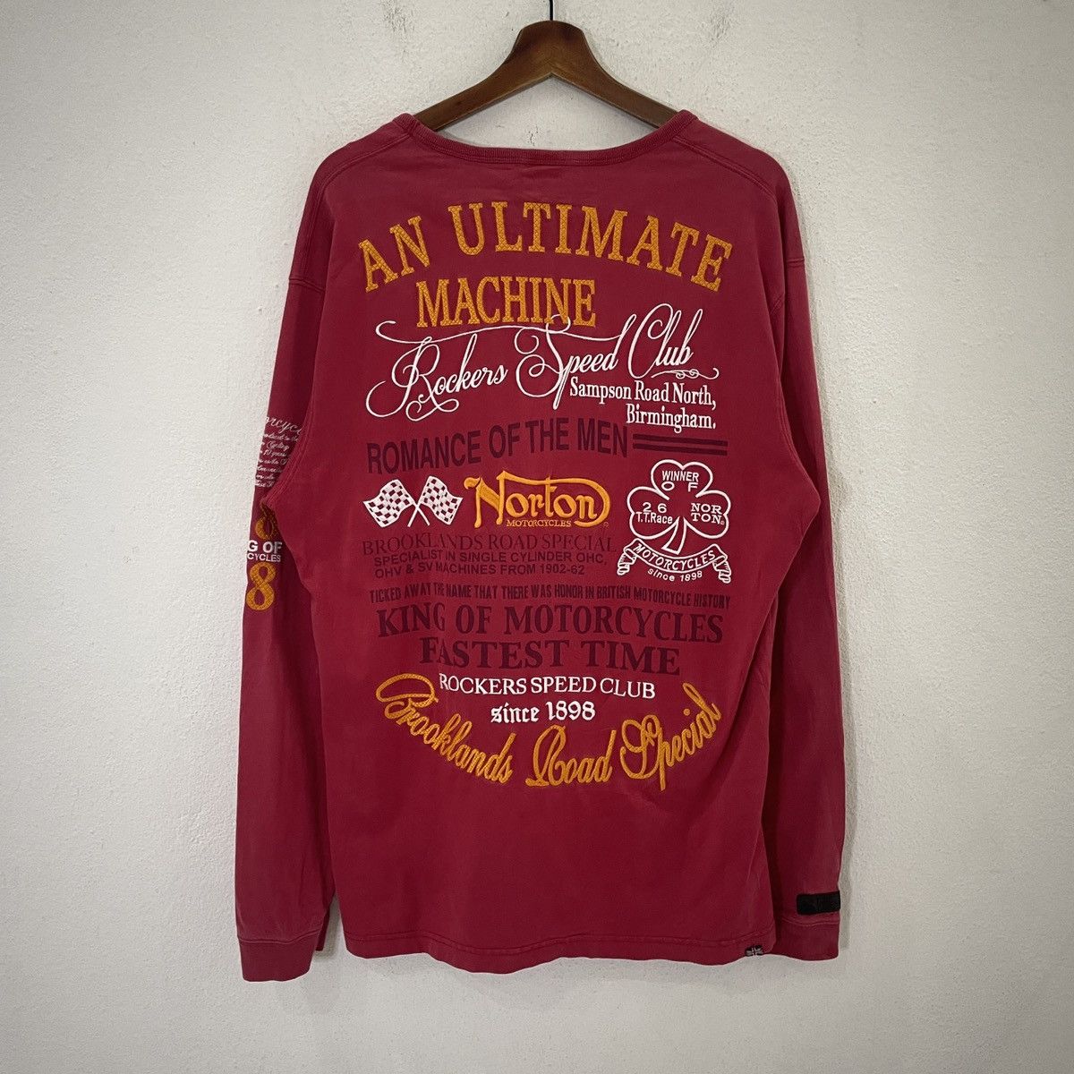 image of Vintage Norton Motorcycles Embroidered Big Logo Tee, Men's (Size Medium)