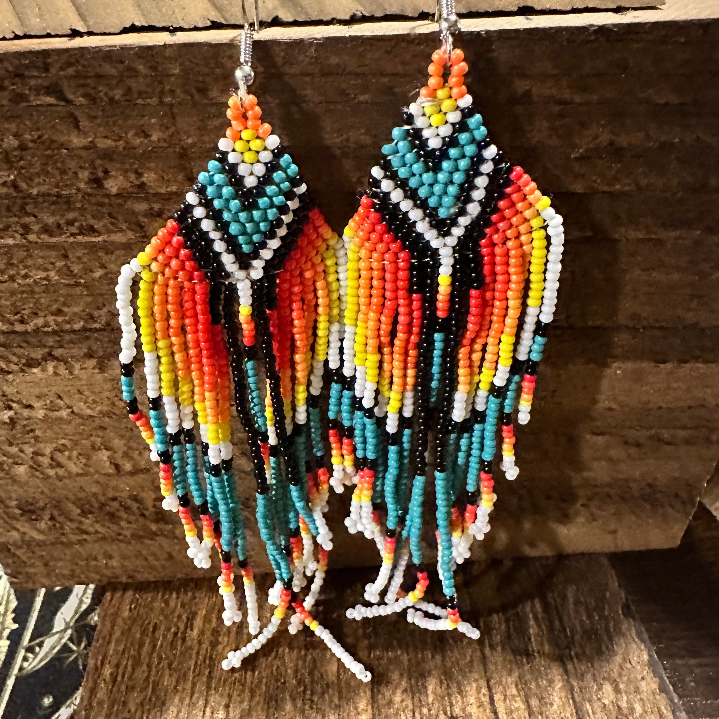 Other Elegant Navajo Seed Bead Dangle Earrings with Orange Turquoi Size ONE SIZE - 6 Thumbnail