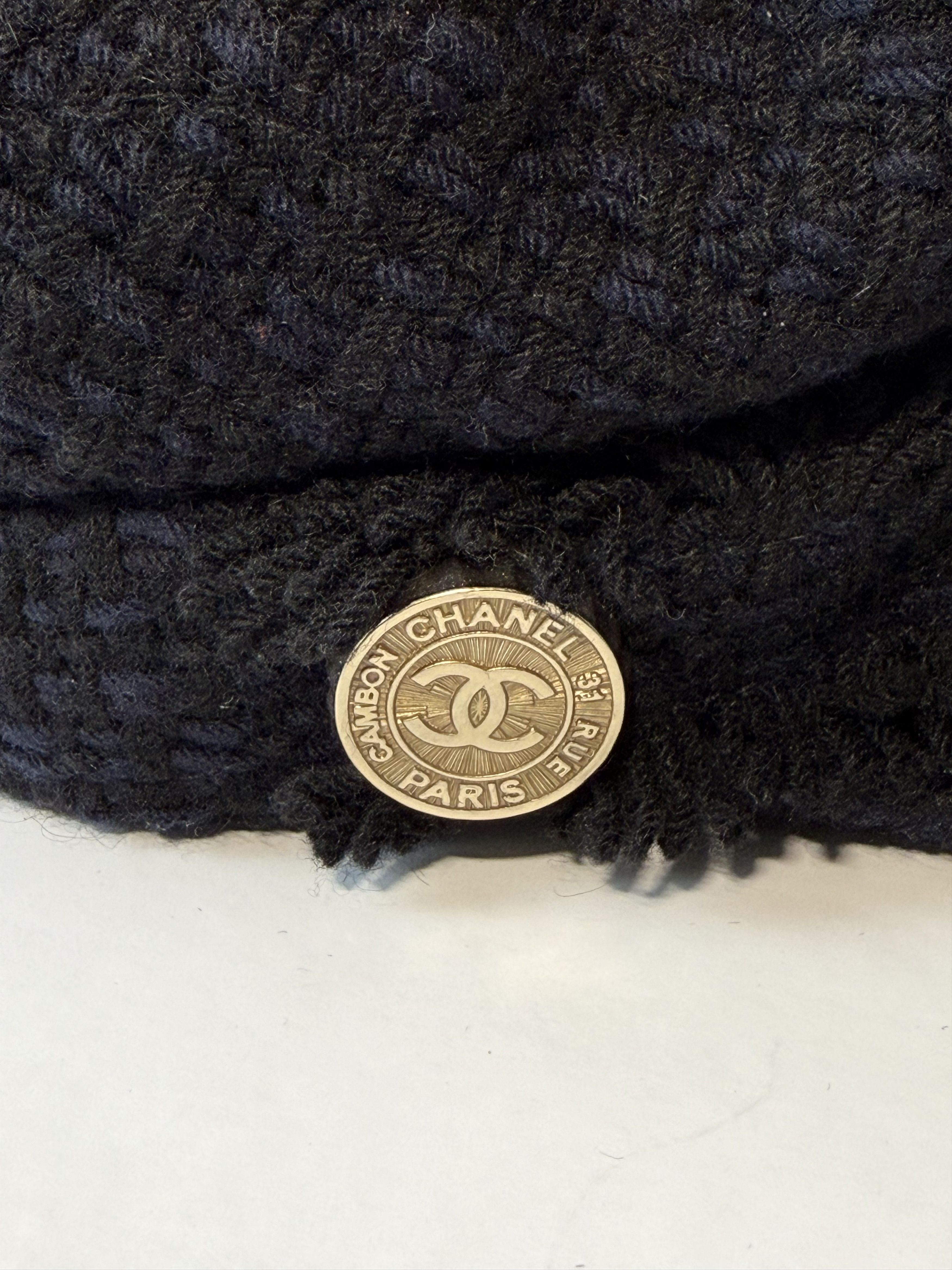 Chanel Chanel Navy Cashmere Wool Tweed Newsboy Cap Size Medium Size ONE SIZE - 3 Thumbnail