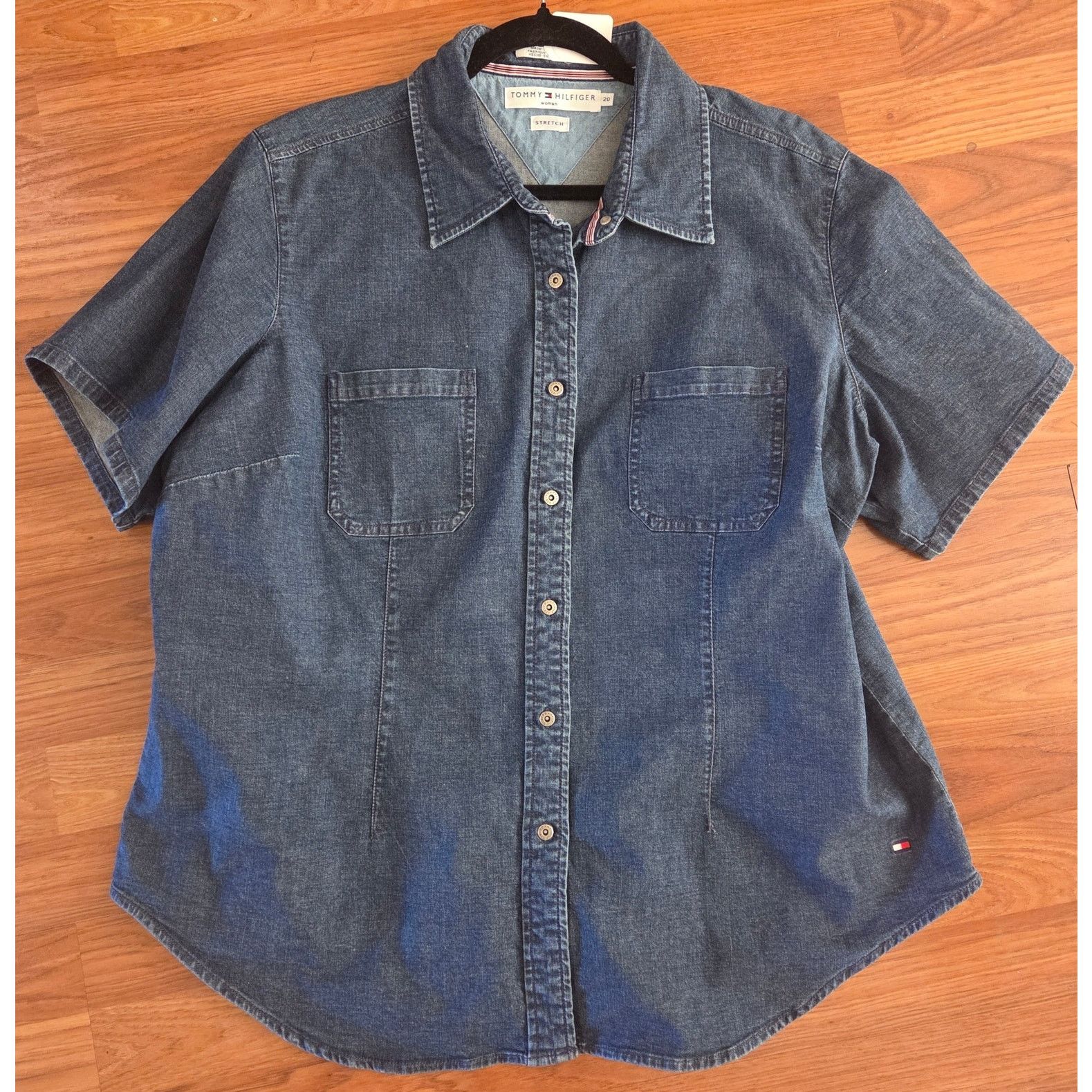 Tommy Hilfiger Tommy Hilfiger Blue Denim Stretch Blouse - Women's 20 Size 3XL / US 20-22 - 5 Thumbnail