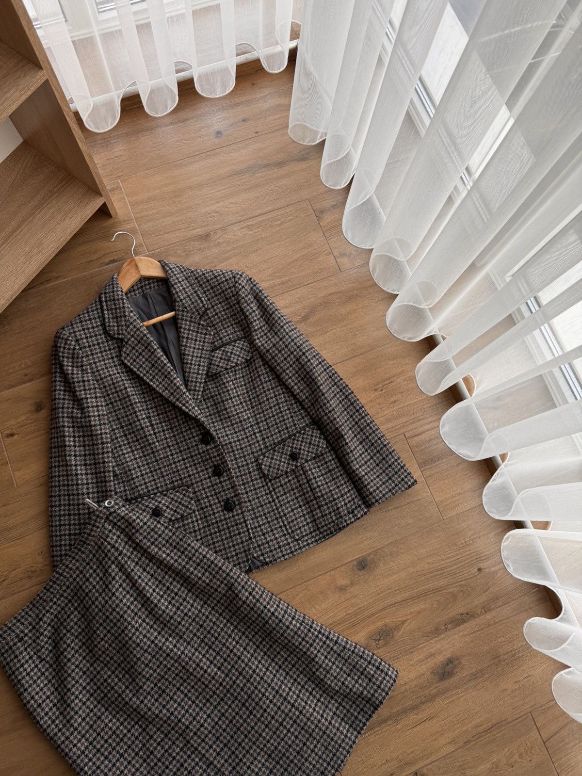 Designer × Vintage Vintage Luxury Plaid Tweed 3 Pockets Blazer Skirt Suit Size M / US 6-8 / IT 42-44 - 3 Thumbnail