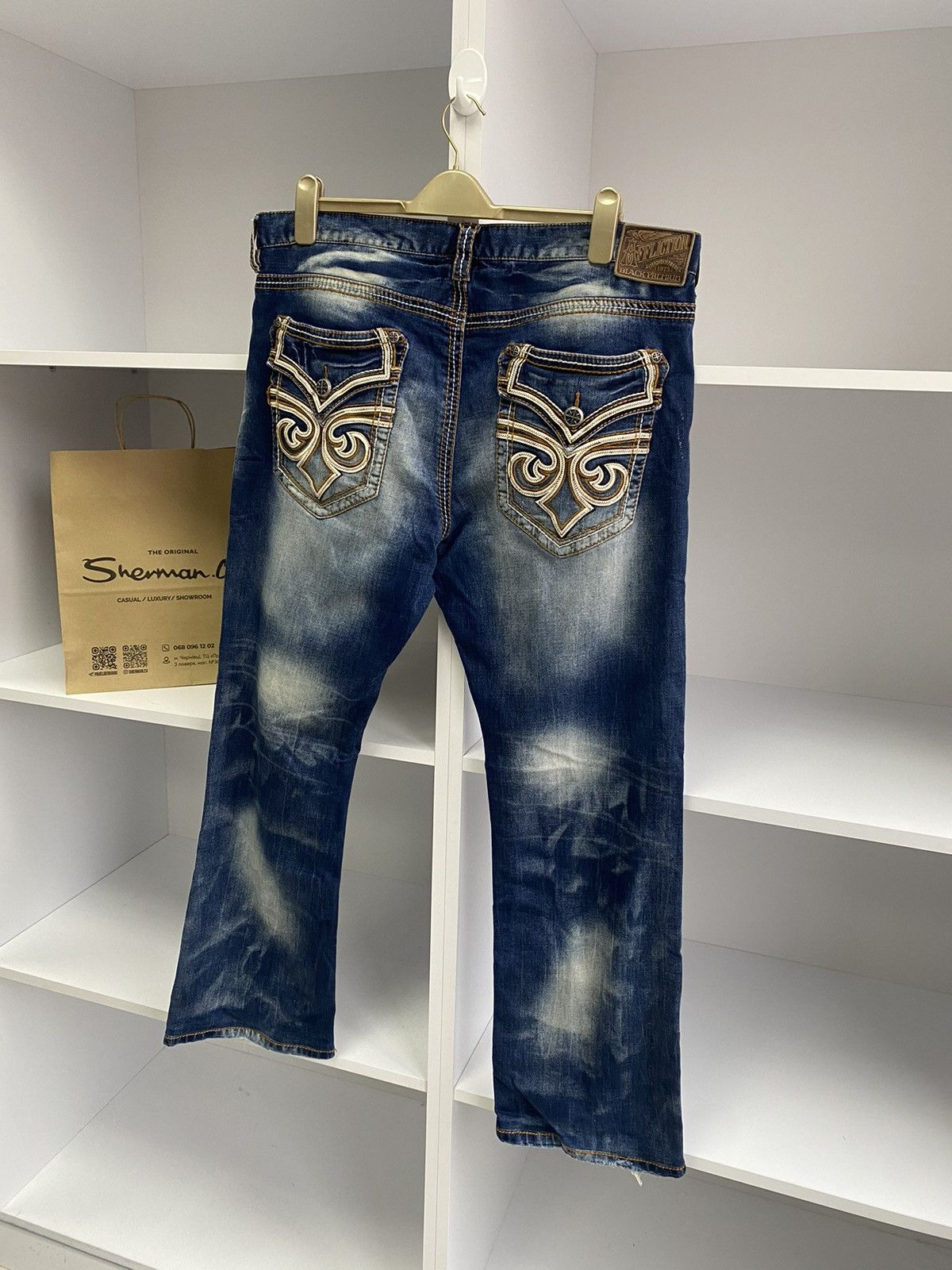 Affliction × Vintage Vintage Affliction Men's Denim Jeans Embroidered Blue Size US 38 / EU 54 - 10 Thumbnail