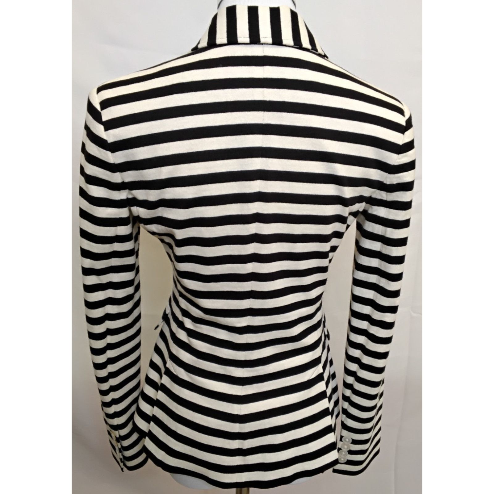 Ralph Lauren Ralph Lauren Knit Blazer Women 2 Black/White Stripes Cotton Size XS / US 0-2 / IT 36-38 - 5 Thumbnail