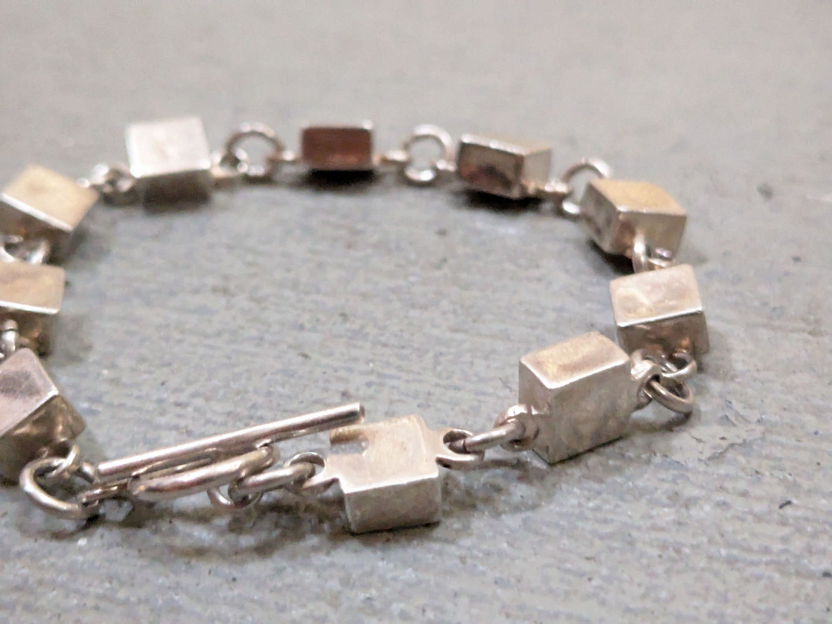 Other Vintage Sterling Silver Bracelet Square Chain Link Taxco Size ONE SIZE - 3 Thumbnail