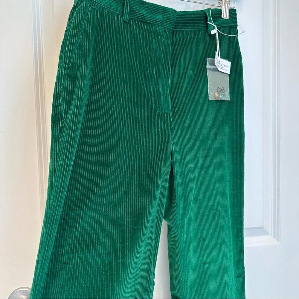 Designer NWOT Weekend MaxMara label-cut Green Bootcut Trousers US2/4 Size 27" / US 4 / IT 40 - 6 Thumbnail