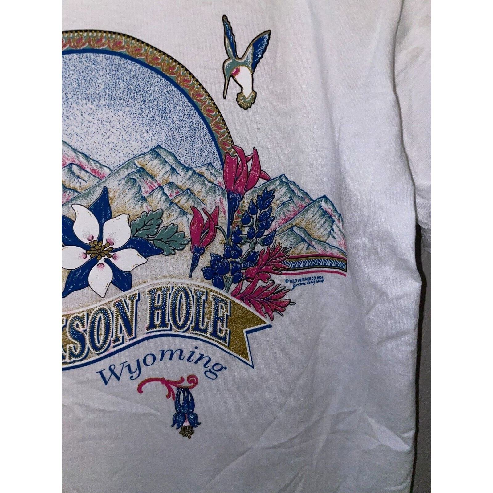 Jerzees Vintage Test Print Jackson Hole Wyoming Misprint White M Tee Size US M / EU 48-50 / 2 - 4 Thumbnail