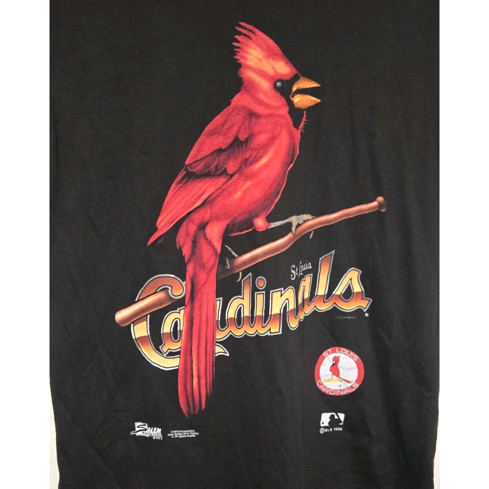Salem Sportswear VINTAGE Salem Sportswear St. Louis Cardinals Short Sleeve Shirt Mens M Black Cotton 1990s 90s Sports Graphic Print Cardboard? Size US M / EU 48-50 / 2 - 4 Thumbnail