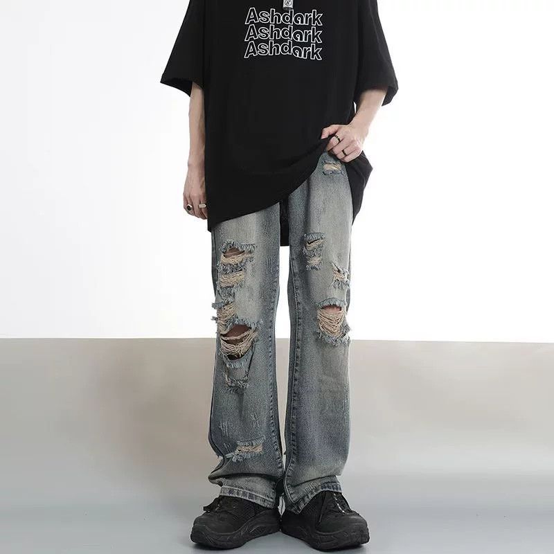 Jean High street distressed hiphop loose washed ripped jeans Size US 32 / EU 48 - 1 Thumbnail