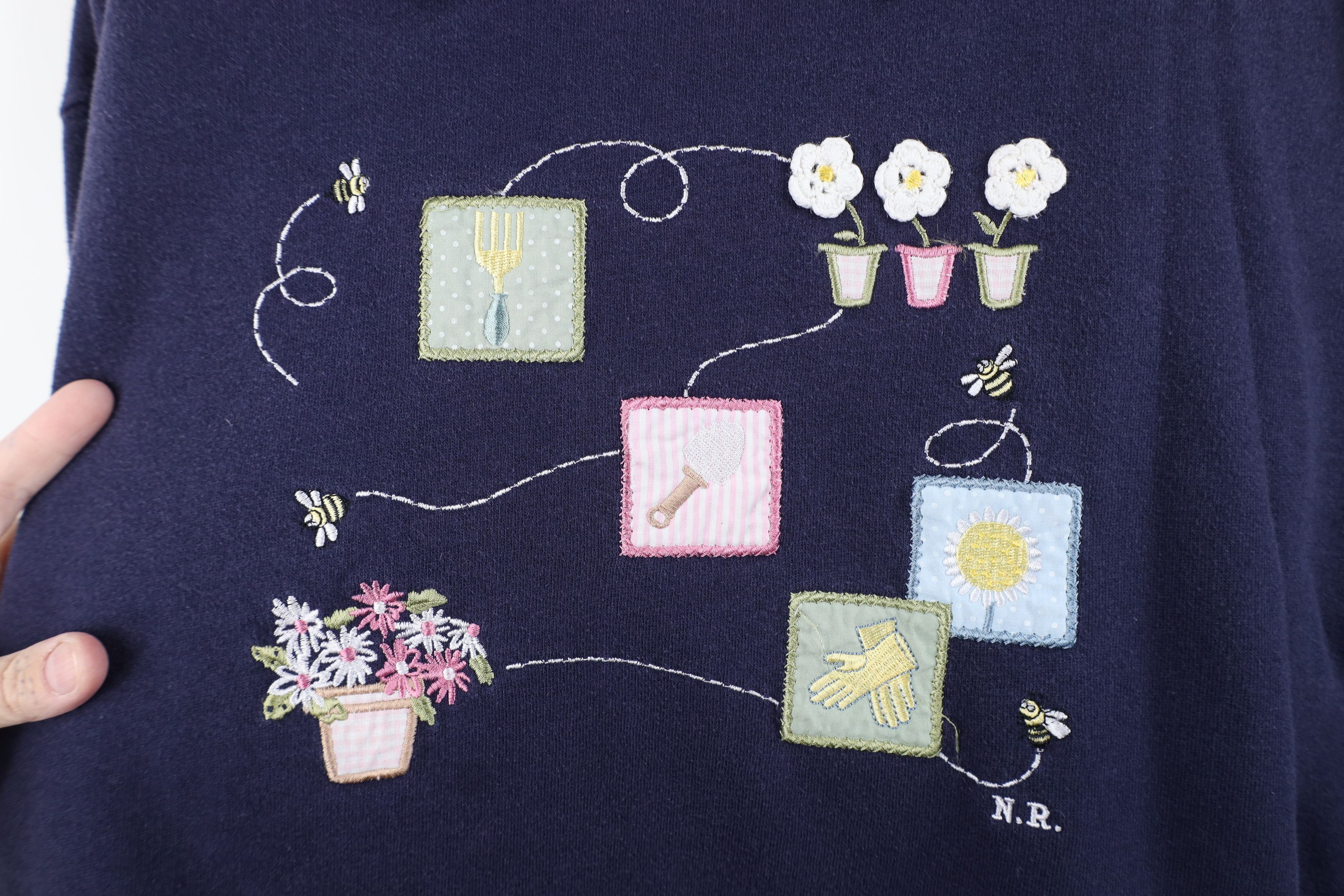 Vintage Vintage 90s Streetwear Garden Flower Collared Sweatshirt Size L / US 10 / IT 46 - 4 Thumbnail