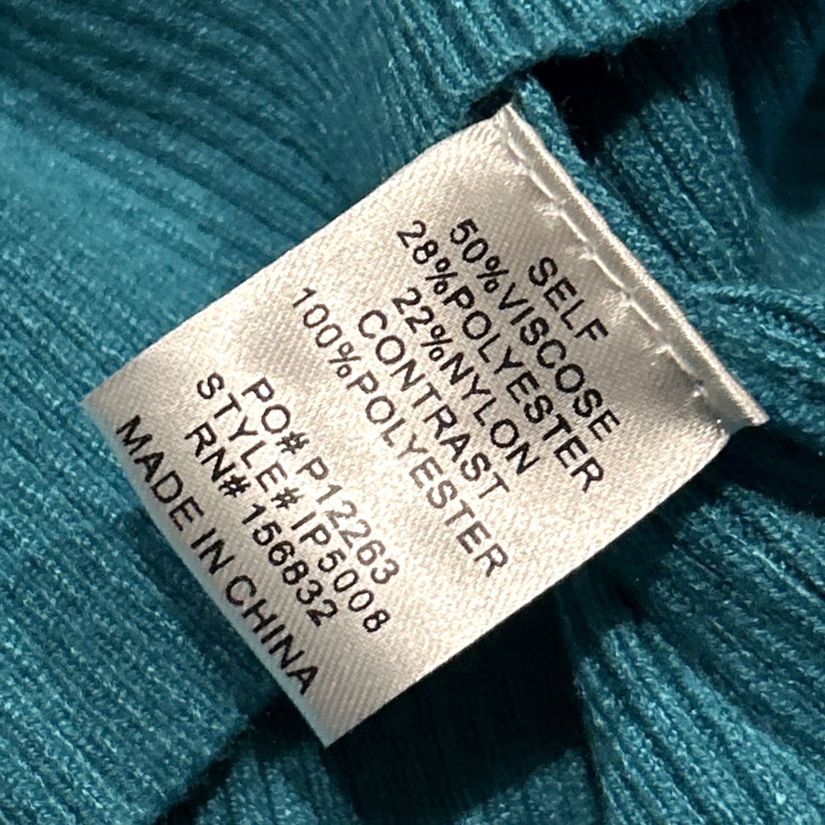 Vintage VINTAGE not | Bibi Blouse | Blouse | L | Teal Blue | Viscose Blend | Puff Sleeve | Crew Neck | Short Sleeve | ZIP Pullover? Size L / US 10 / IT 46 - 3 Thumbnail