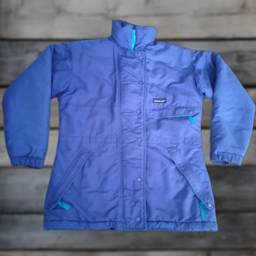 Vintage Patagonia Women's Blue Parka Zip & Snap Snow Ski Jacket Size 8 Insulated