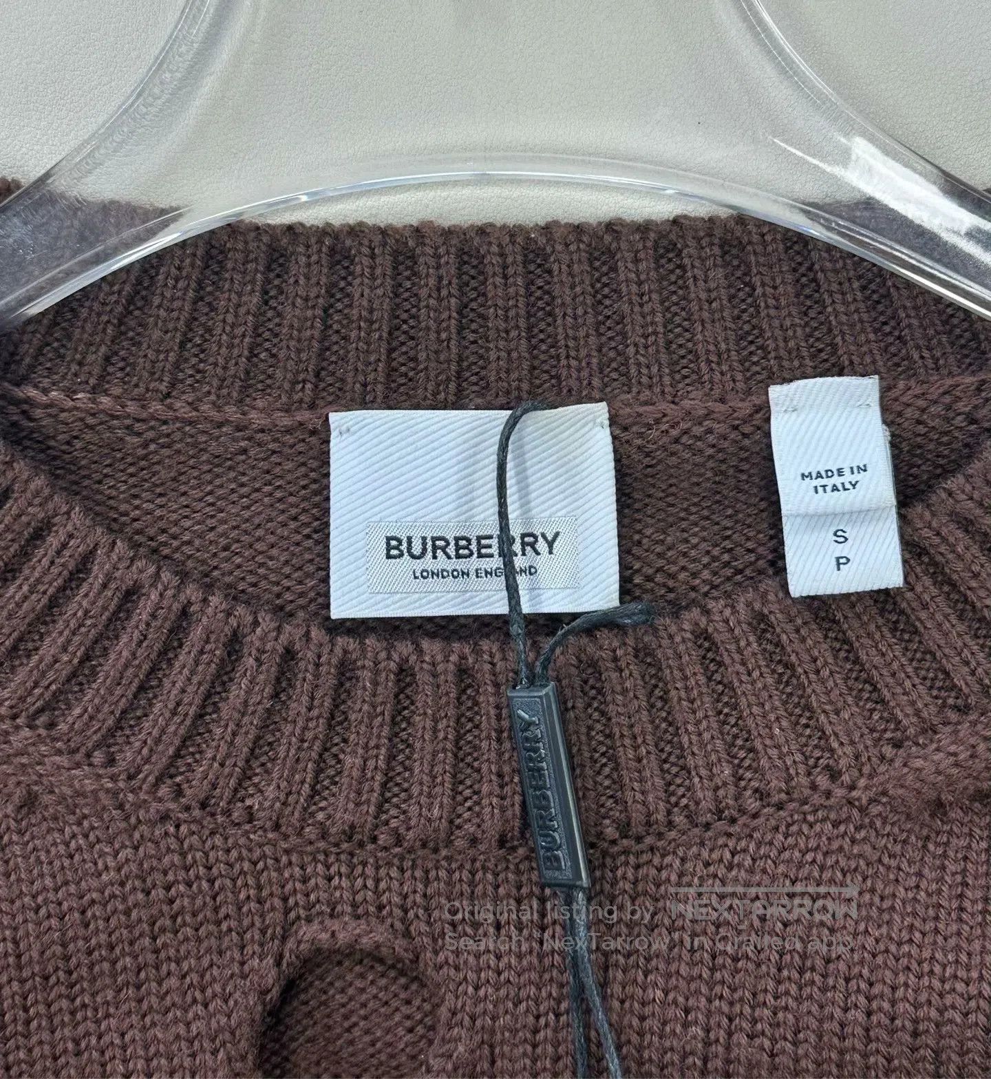 Burberry Burberry Brown Embroidered Logo Ripped Knit Sweater| Size S / US 4 / IT 40 - 3 Thumbnail