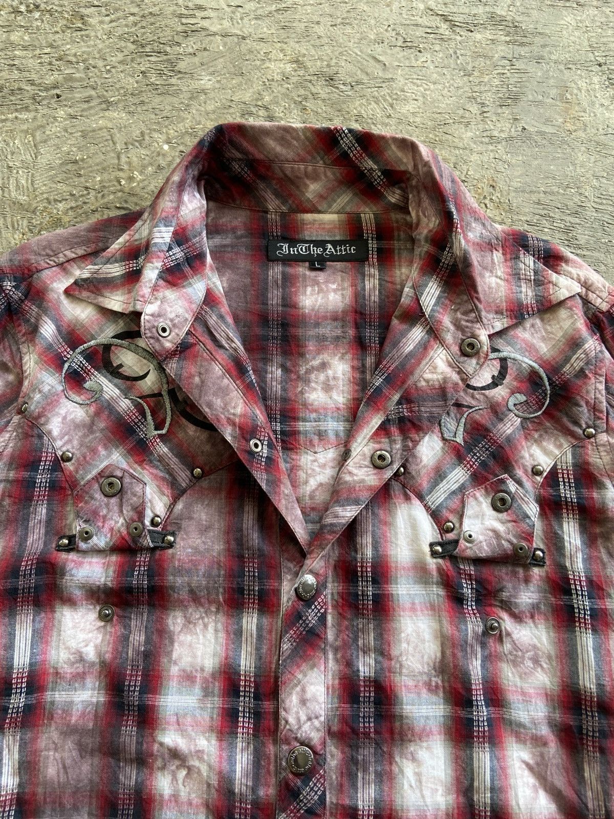 14th Addiction 2000s In the Attic - Vkei Style Smoke Wash Snap Button Shirt Size US L / EU 52-54 / 3 - 6 Thumbnail