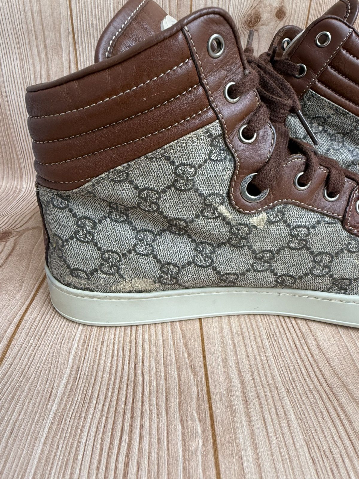 Gucci Crocodile trim Monogram sneakers Size US 12 / EU 45 - 17 Thumbnail