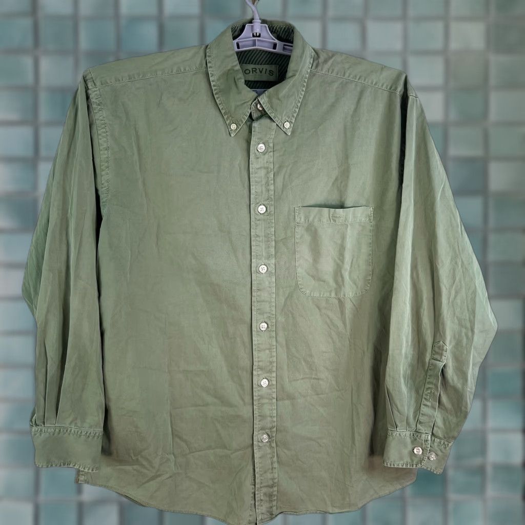 Orvis VINTAGE Orvis Button-Down Shirt Men’s L Green Long Sleeve Shirt Adult Large Green Solid 50 Chest Outdoor Classic Mens Size US L / EU 52-54 / 3 - 1 Thumbnail