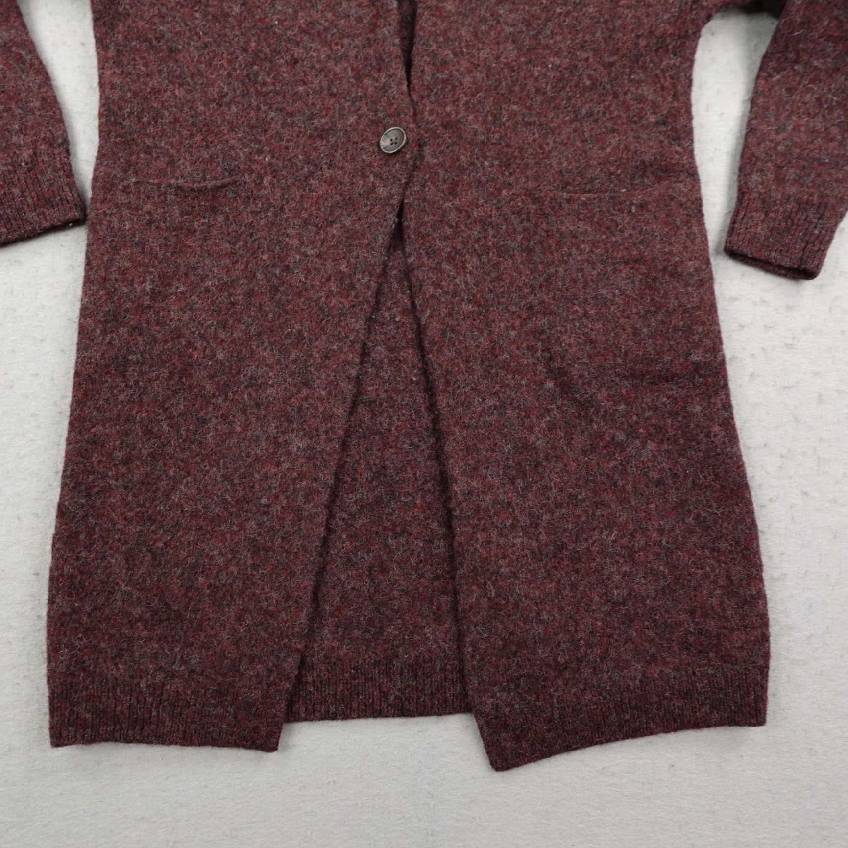 Uniqlo Uniqlo Sweater Womens Small Long Burgundy Red Cardigan Hooded Wool One Button Size S / US 4 / IT 40 - 3 Thumbnail