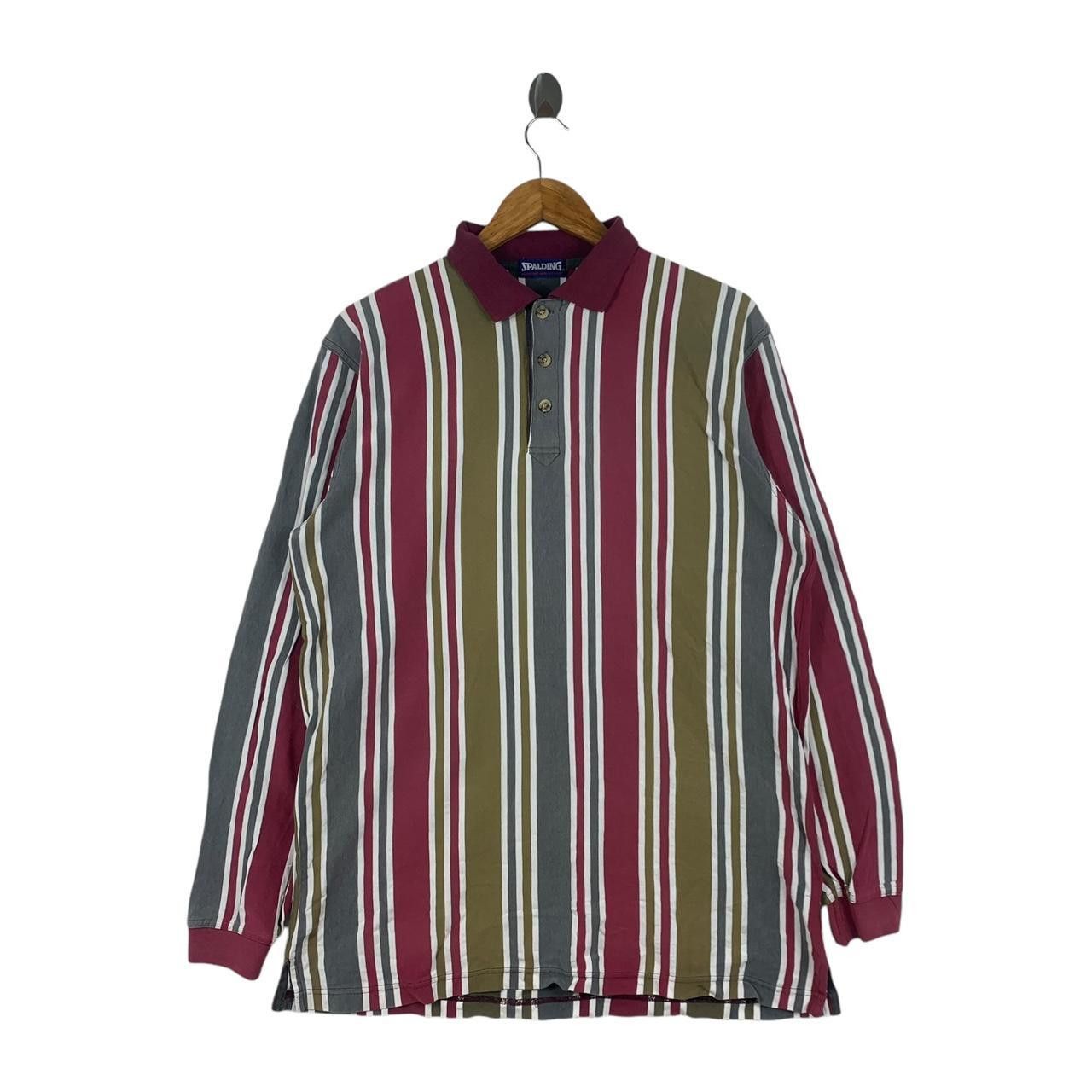 Spalding Vintage SPALDING USA TENNIS Striped Baggy Polo Tee Shirt Top Size US L / EU 52-54 / 3 - 1 Thumbnail
