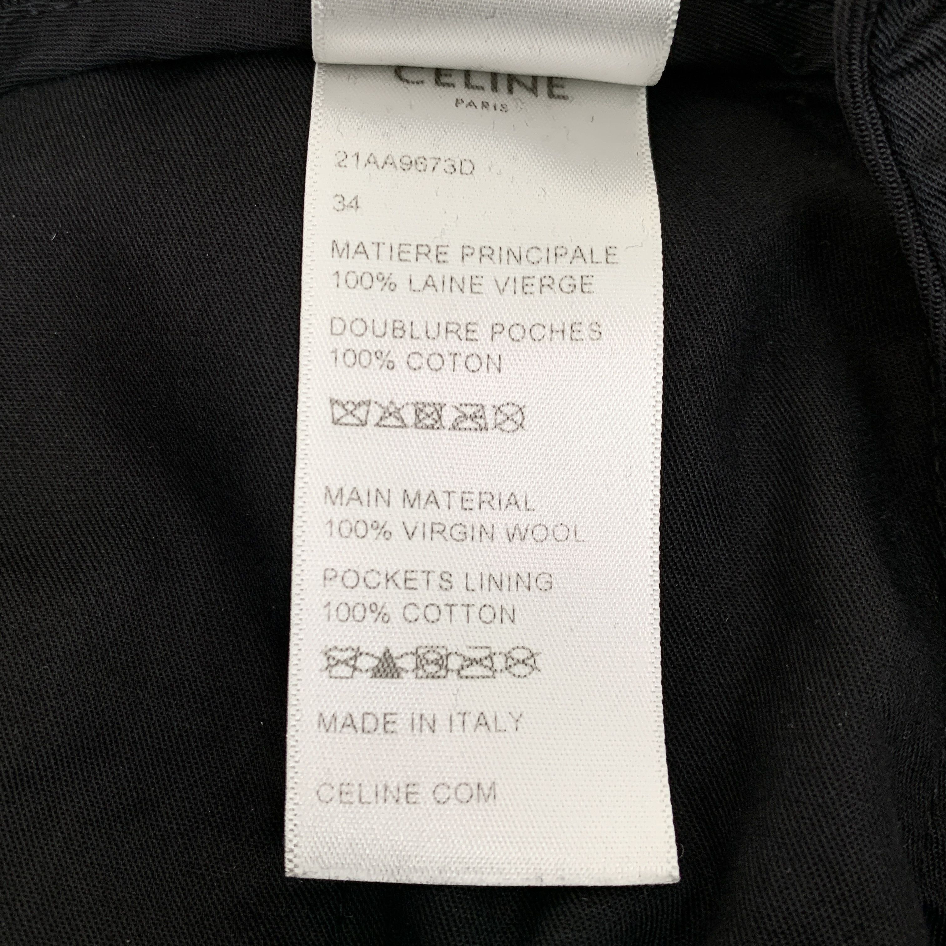 Celine Celine Pants Casual Cotton Black (Size XXS) Size 24" / US 00 / IT 34 - 3 Thumbnail