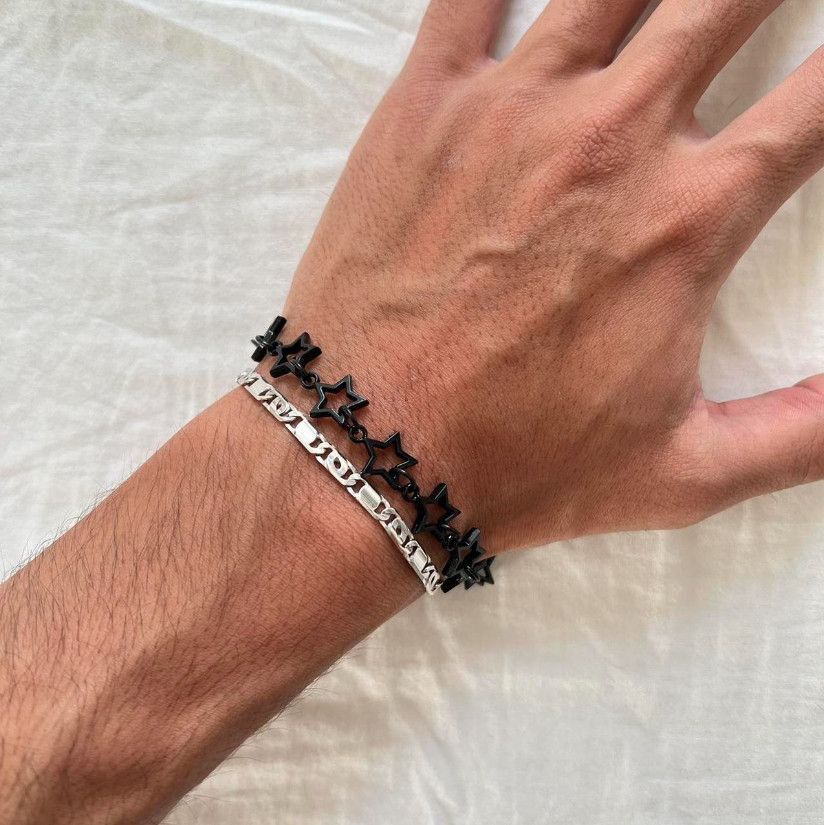 Designer Y2K 2000s style star stacked cute goth grunge black bracelet Size ONE SIZE - 3 Thumbnail