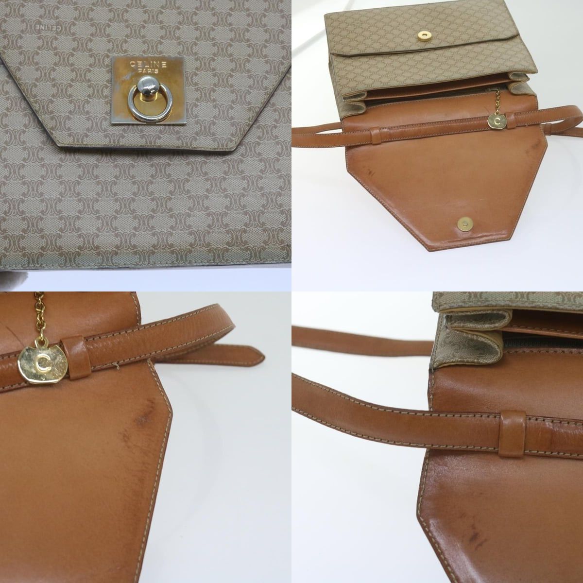 Celine CELINE Macadam Canvas Shoulder Bag Pvc Beige Brown Size ONE SIZE - 11 Thumbnail