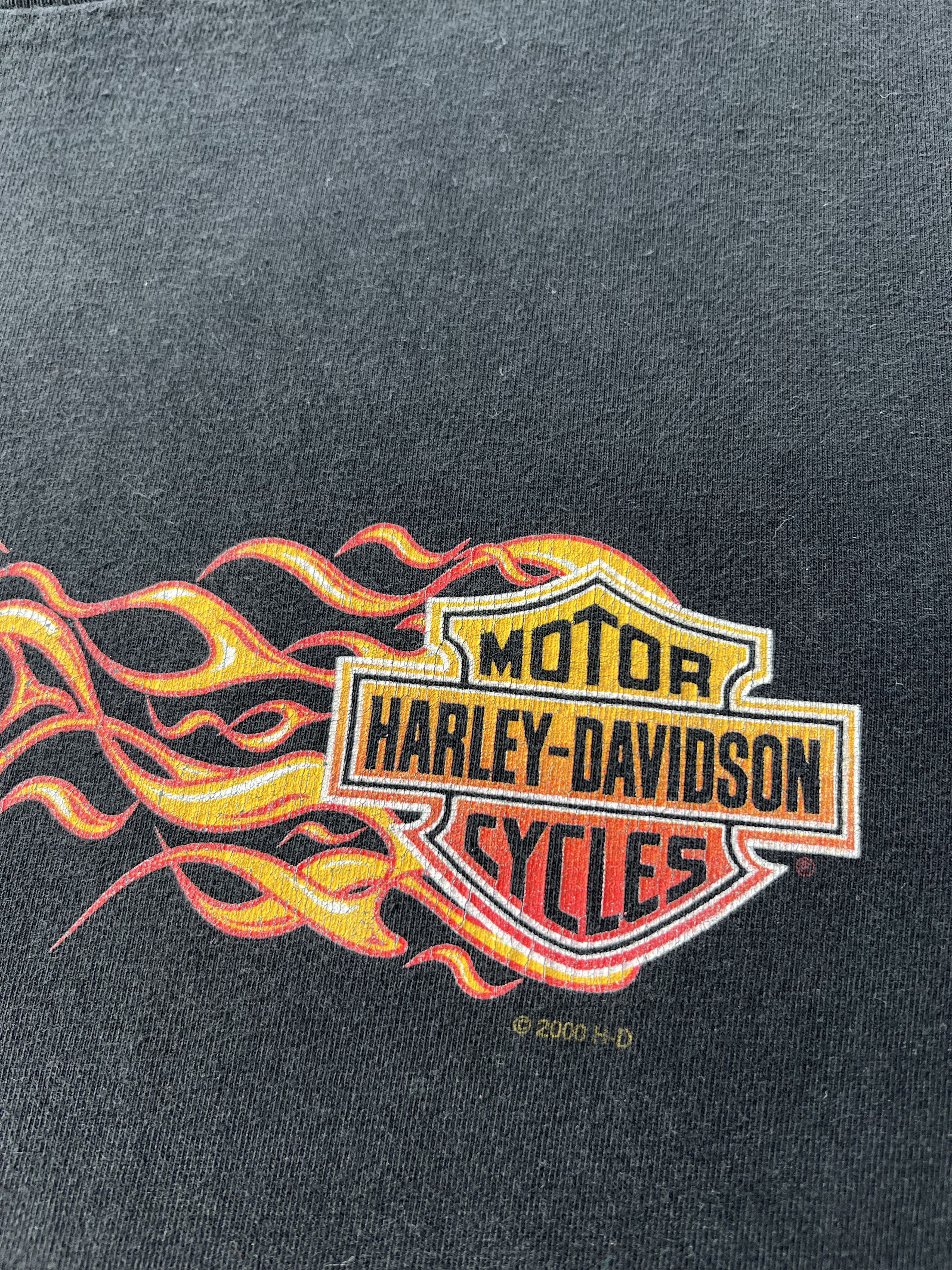 Harley Davidson Vintage 2000 Harley Davidson Flame Fire Y2k Black T-shirt Size US M / EU 48-50 / 2 - 5 Thumbnail