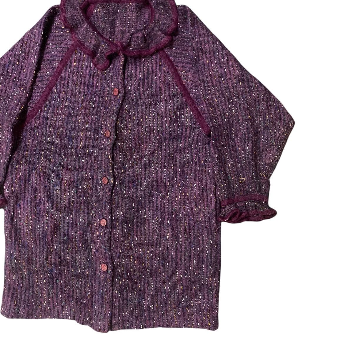Christian Dior Monsieur Vintage Christian Dior Purple Metallic Ruffled Collar Blouse Size L / US 10 / IT 46 - 6 Thumbnail