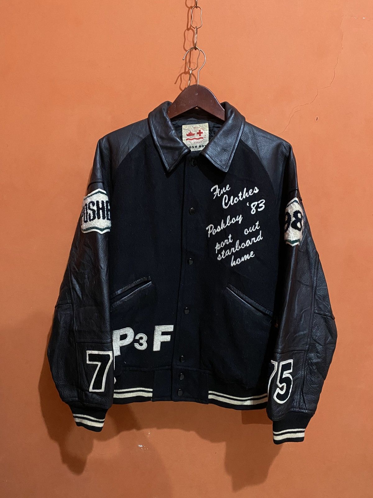 Vintage Vintage Posh Boy Wool Leather Varsity Jacket Size US M / EU 48-50 / 2 - 7 Thumbnail