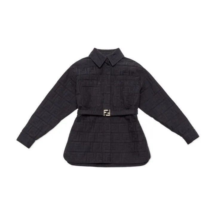 Fendi Fendi Girls' Black Logo Pattern Shirt Jacket -2507 Size US L / EU 52-54 / 3 - 2 Thumbnail
