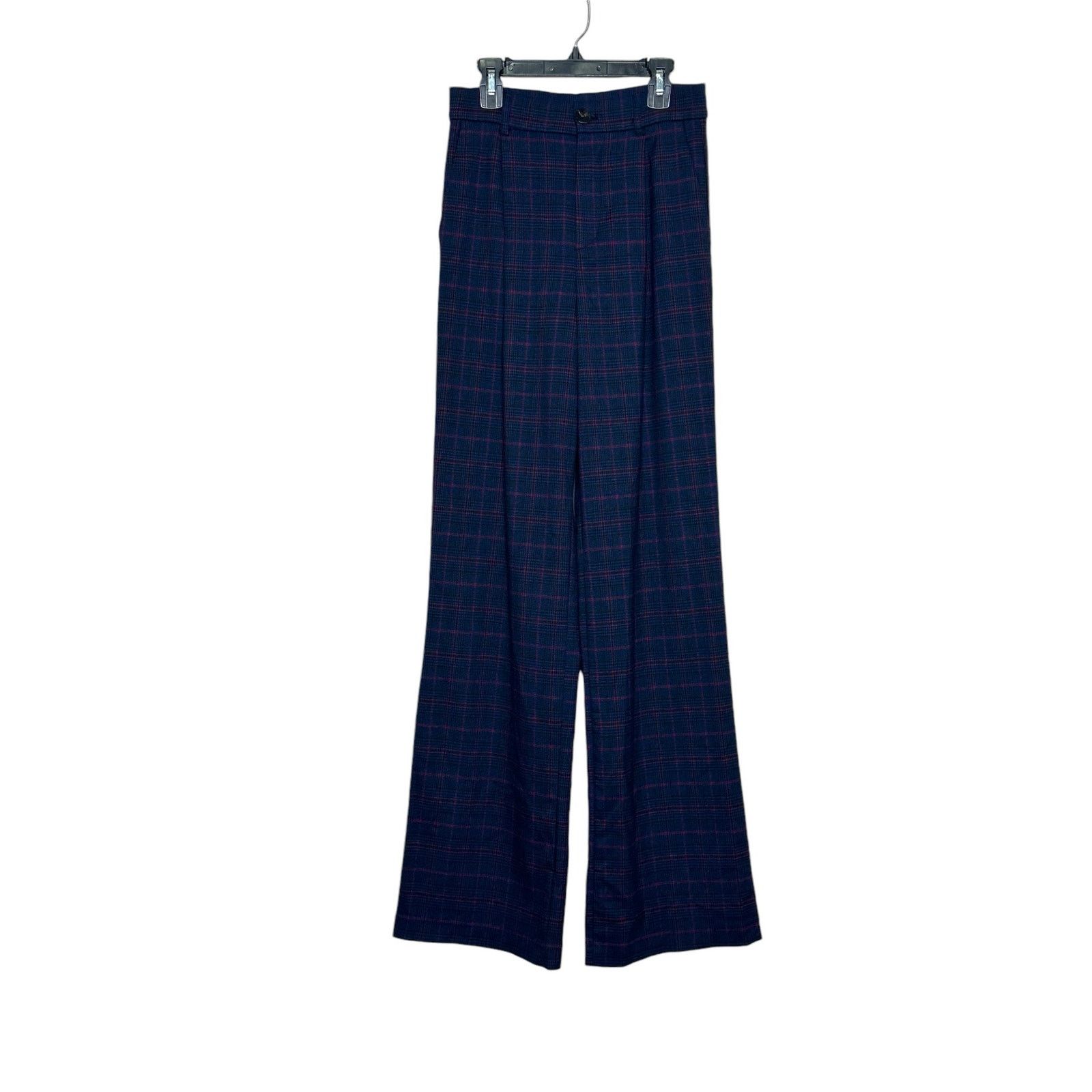 Zara Zara blue plaid wide leg pleated pants size XS Size 26" / US 2 / IT 38 - 10 Thumbnail