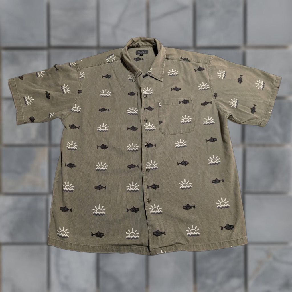 Vintage VINTAGE True Grit Casual Shirt Men XL Beige Fish Short Sleeve Size US XL / EU 56 / 4 - 1 Thumbnail