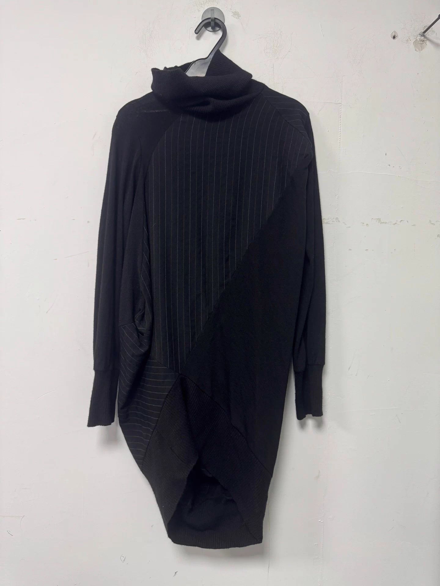Other A.T.S Women's Black Pinstriped Wool Irregular Hem Long Dress 38 Size S / US 4 / IT 40 - 1 Thumbnail