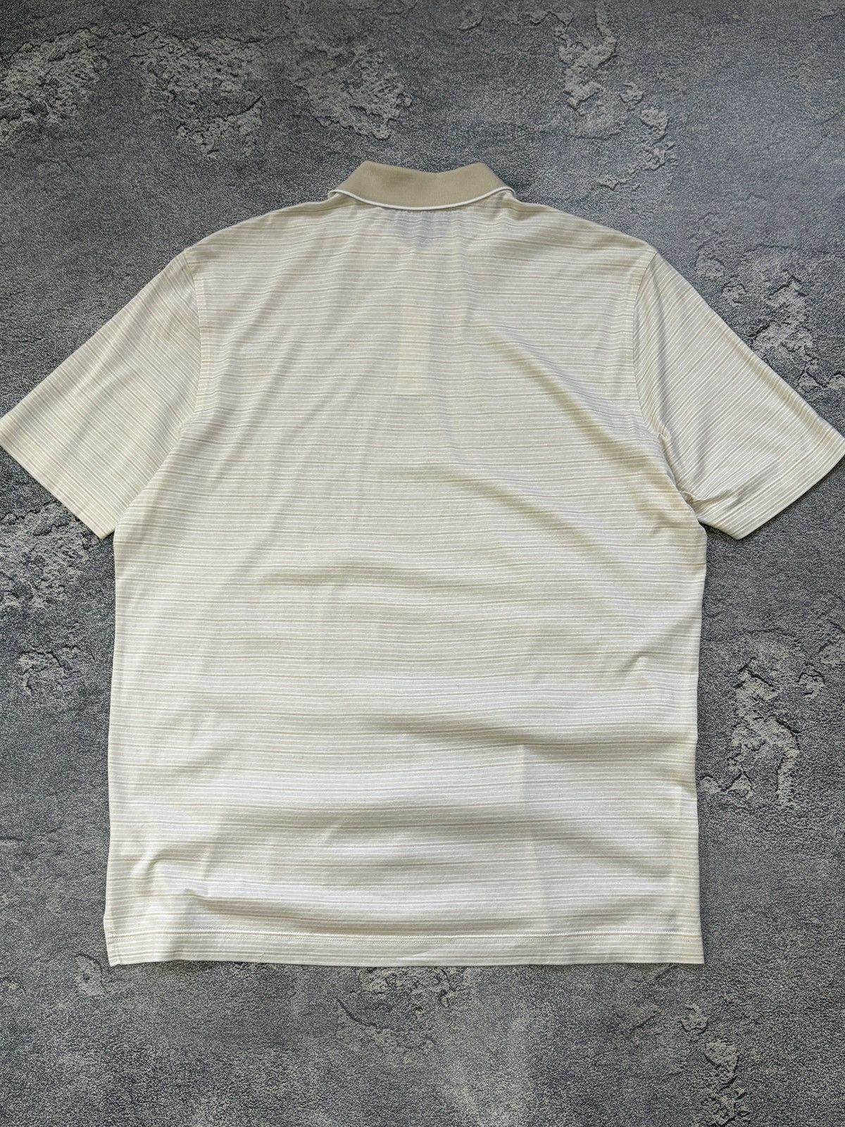 Canali CANALI Beige Striped 100% Cotton Polo Shirt 52 XL Italy Size US XL / EU 56 / 4 - 2 Thumbnail