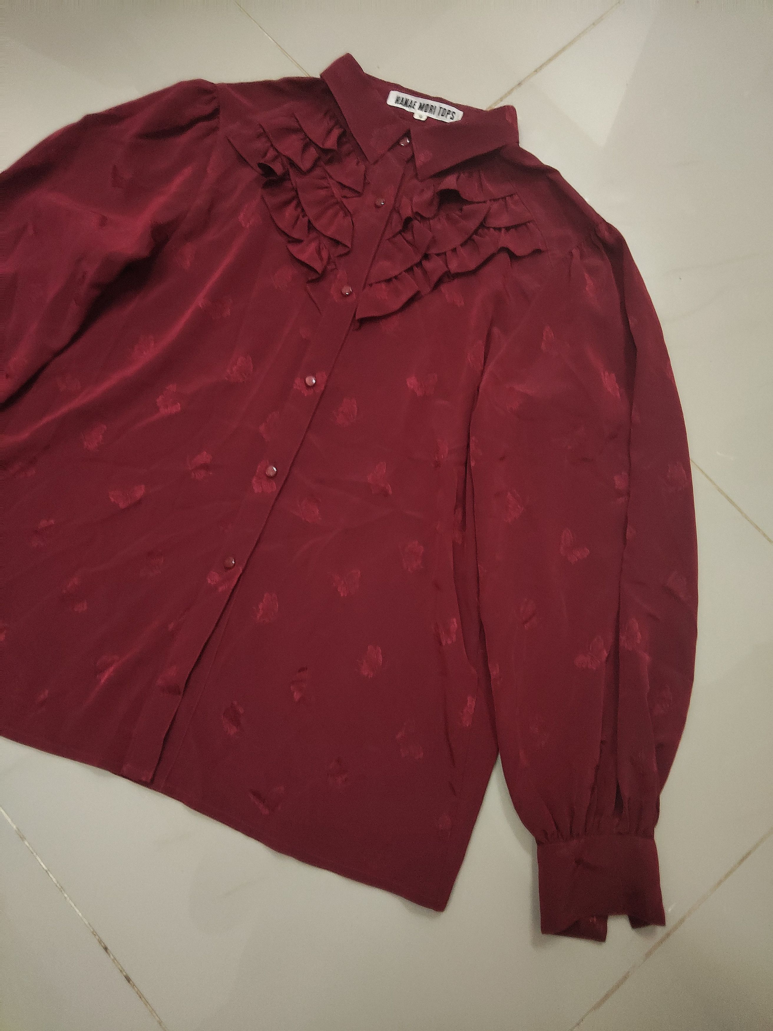 Hanae Mori Vintage Hanae Mori Butterfly ruffle tops Size M / US 6-8 / IT 42-44 - 4 Thumbnail