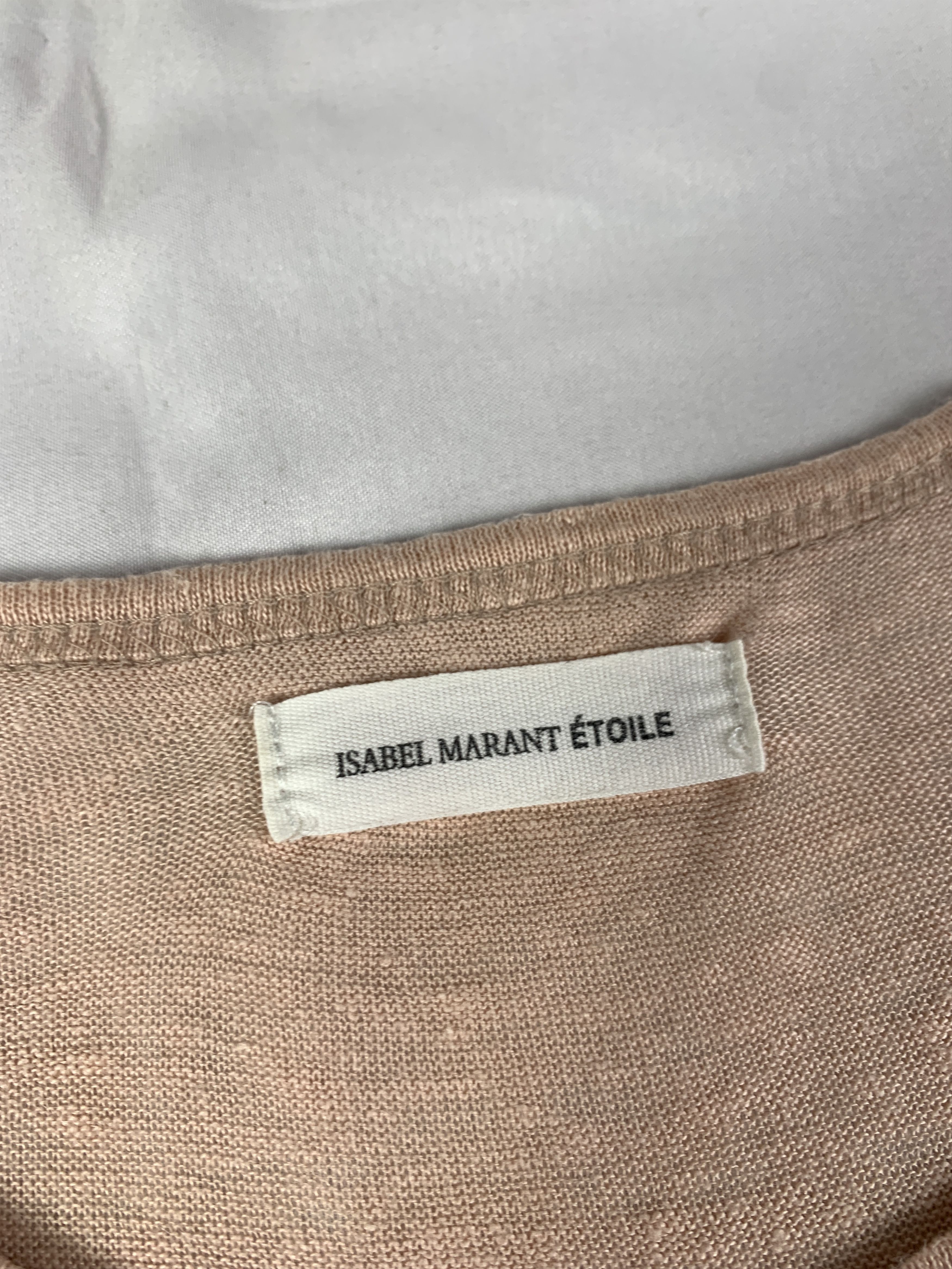 Isabel Marant Etoile Isabel Marant Tan Basic Linen Tee (L) Size L / US 10 / IT 46 - 7 Thumbnail