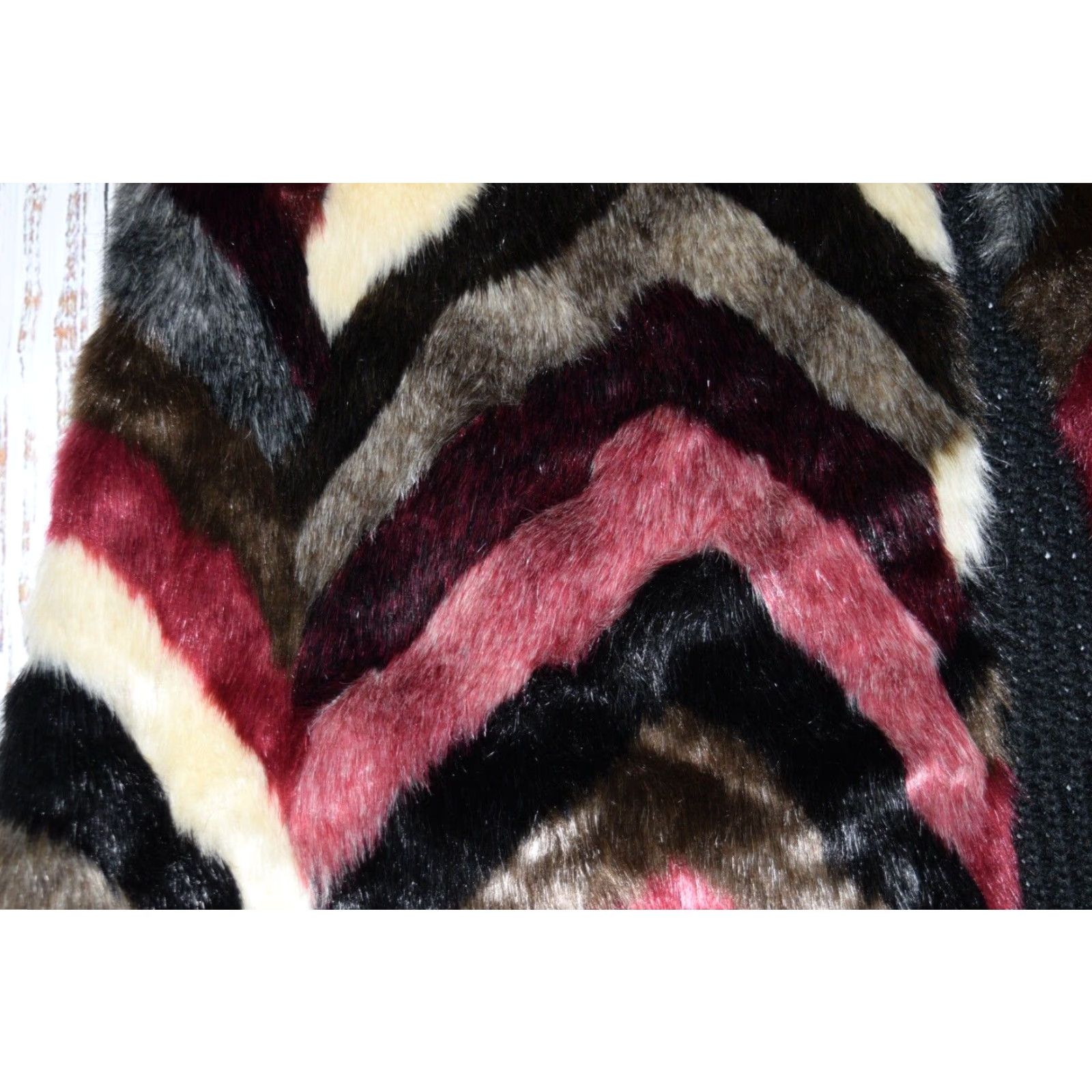 Vintage JOSEPH A WOMENS VEST SZ L OPEN FRONT FAUX FUR WINE CHEVRON LARGE SILK CARDIGAN Size L / US 10 / IT 46 - 2 Thumbnail