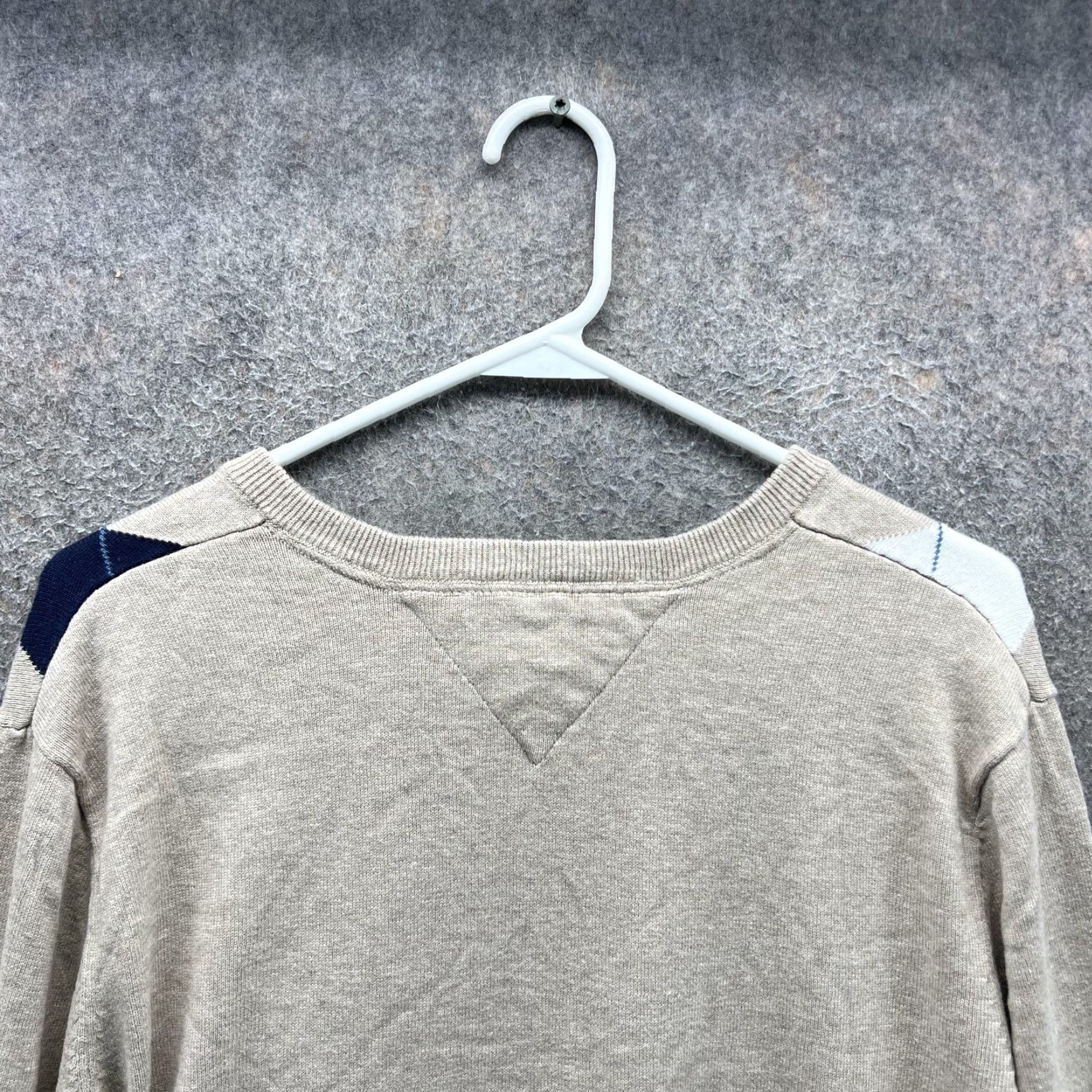 Tommy Hilfiger Tommy Hilfiger Sweater Mens L Beige Cotton V Neck Argyle Pullover Knit Logo Size US L / EU 52-54 / 3 - 3 Thumbnail