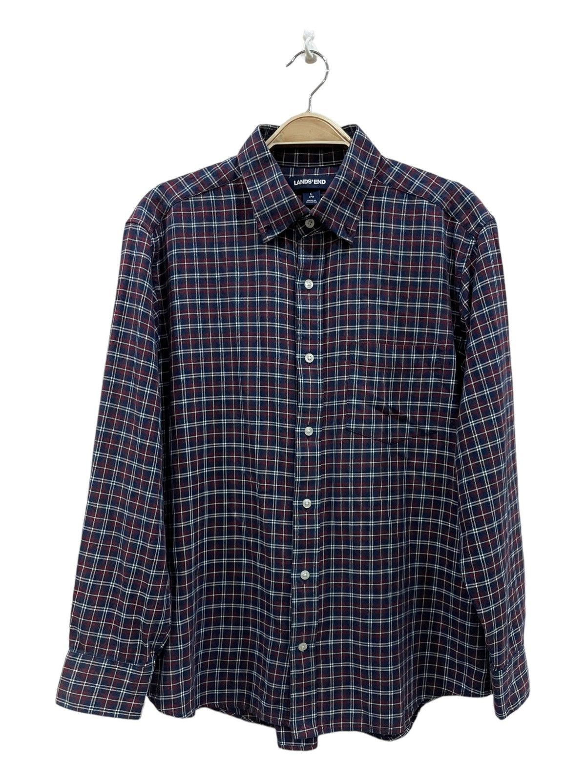 Flannel × Japanese Brand × Lands' End Vintage Land’s End Travis Scott Style Tartan Plaid Flannel Size US L / EU 52-54 / 3 - 1 Thumbnail