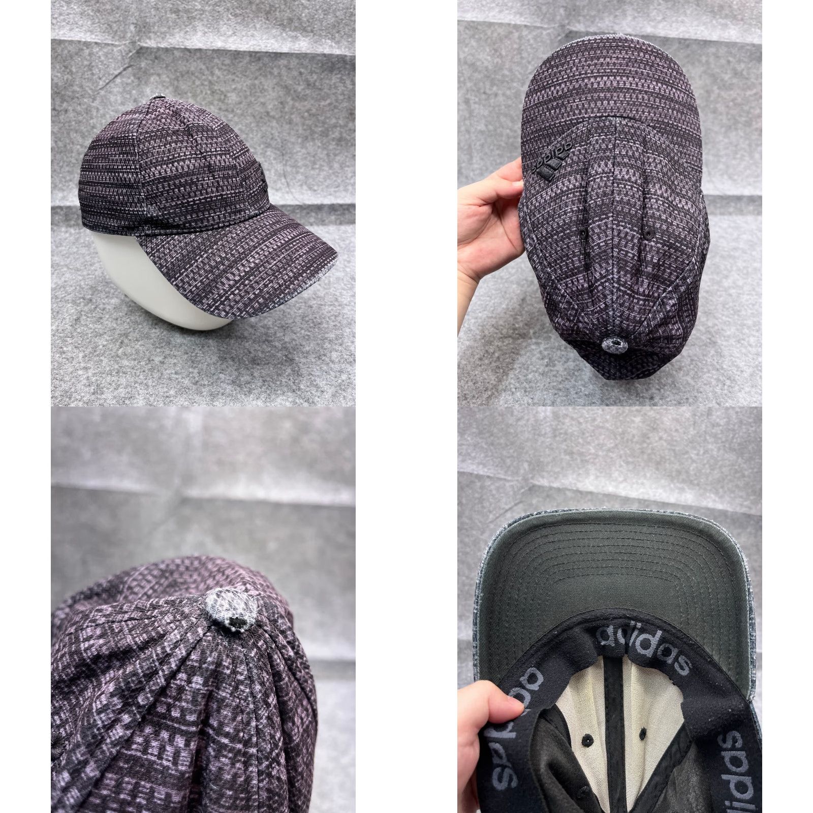 Adidas Adidas Hat Cap Fitted Adult Medium Purple Gray Stripe A-Flex Polyester Golf Hat/Cap Mens M Gray Stripe A-Flex Breathable Lightweight Golf Hat Size ONE SIZE - 8 Thumbnail