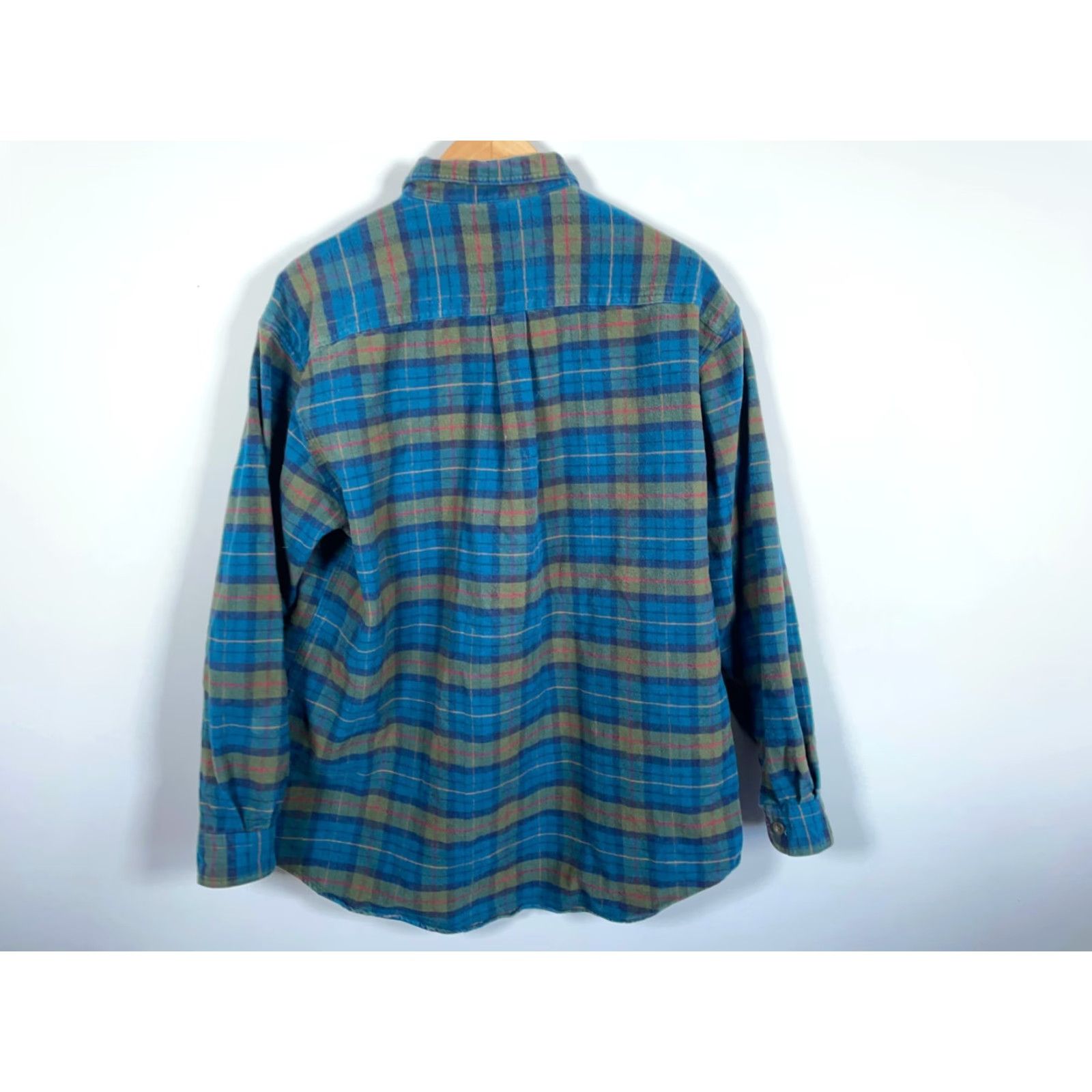 Vintage L.L. Bean Chamois Cloth Shirt Mens 2XL Tall Blue Green Plaid Workwear Shirt Size US XXL / EU 58 / 5 - 2 Thumbnail
