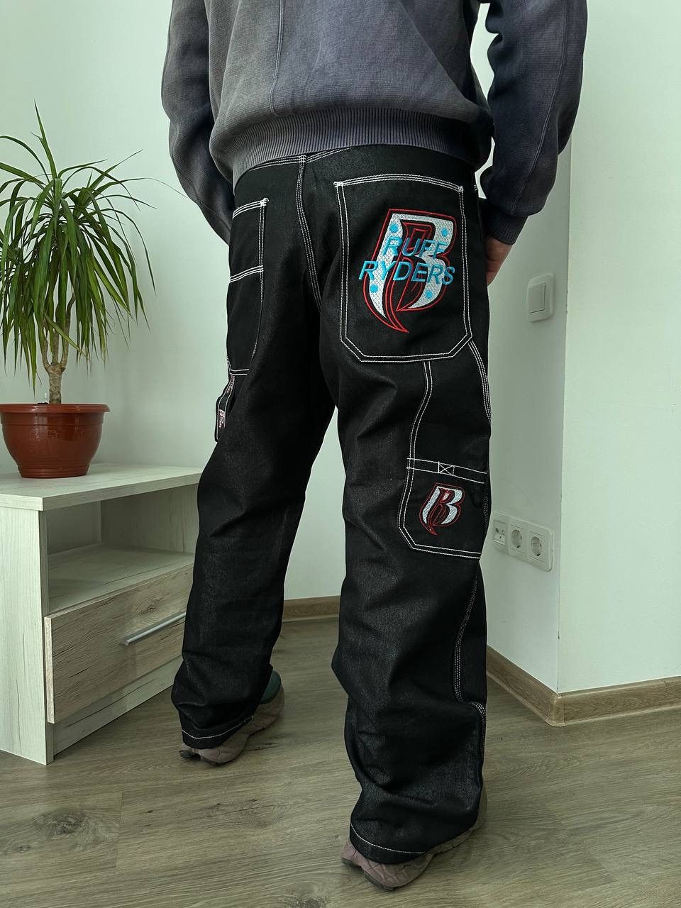 Japanese Brand × Vintage Vintage Japanese Ruff Ryders Baggy Black Pants Size US 34 / EU 50 - 20 Thumbnail