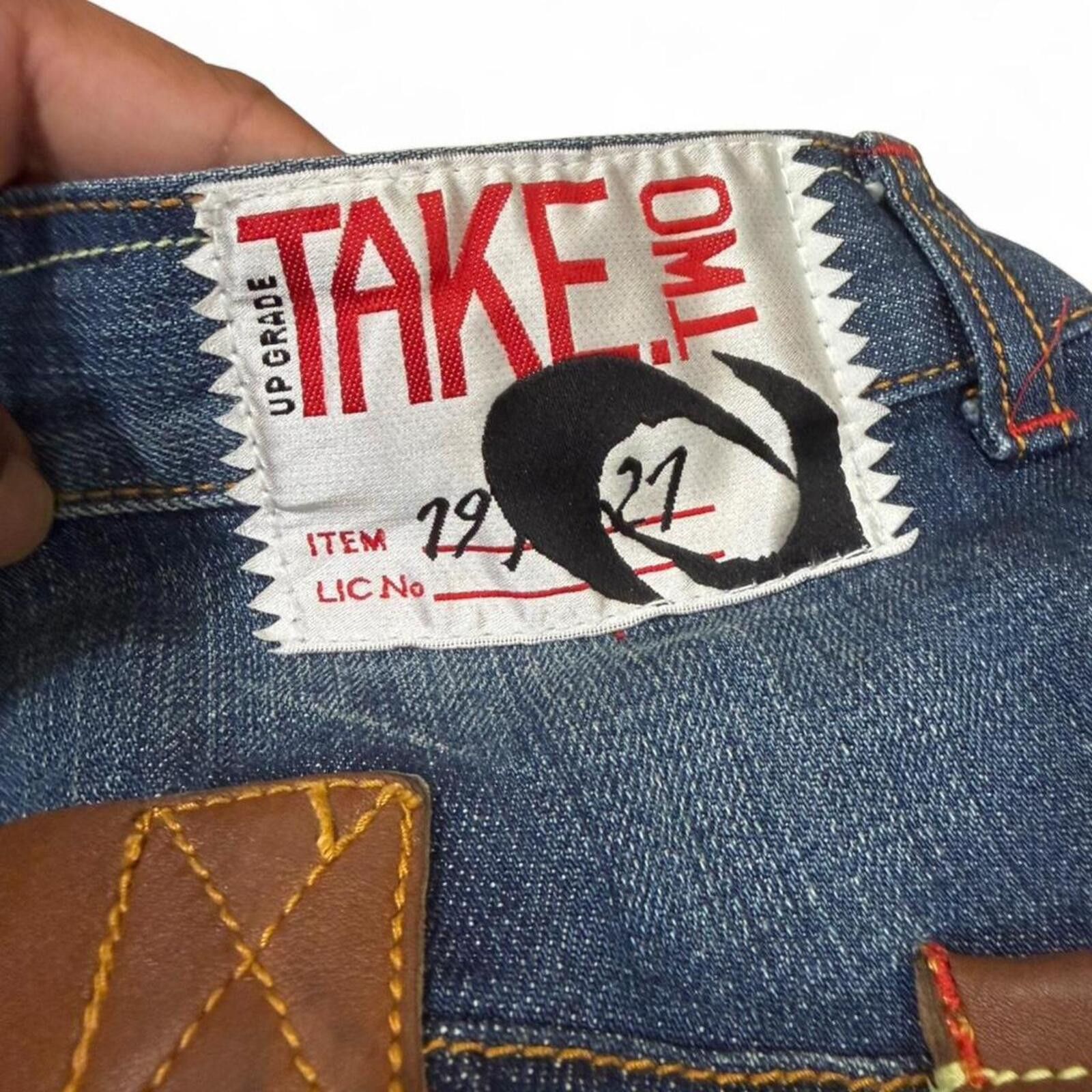 True Religion Y2K Style TAKE two Designer Jeans Embroidered Back Pockets Size US 35 - 6 Thumbnail