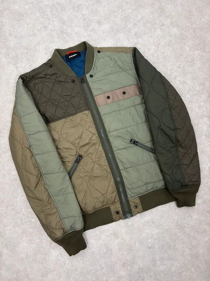 Diesel 2000s Diesel Khaki Deconstructed Puffer Bomber Jacket Size US M / EU 48-50 / 2 - 4 Thumbnail