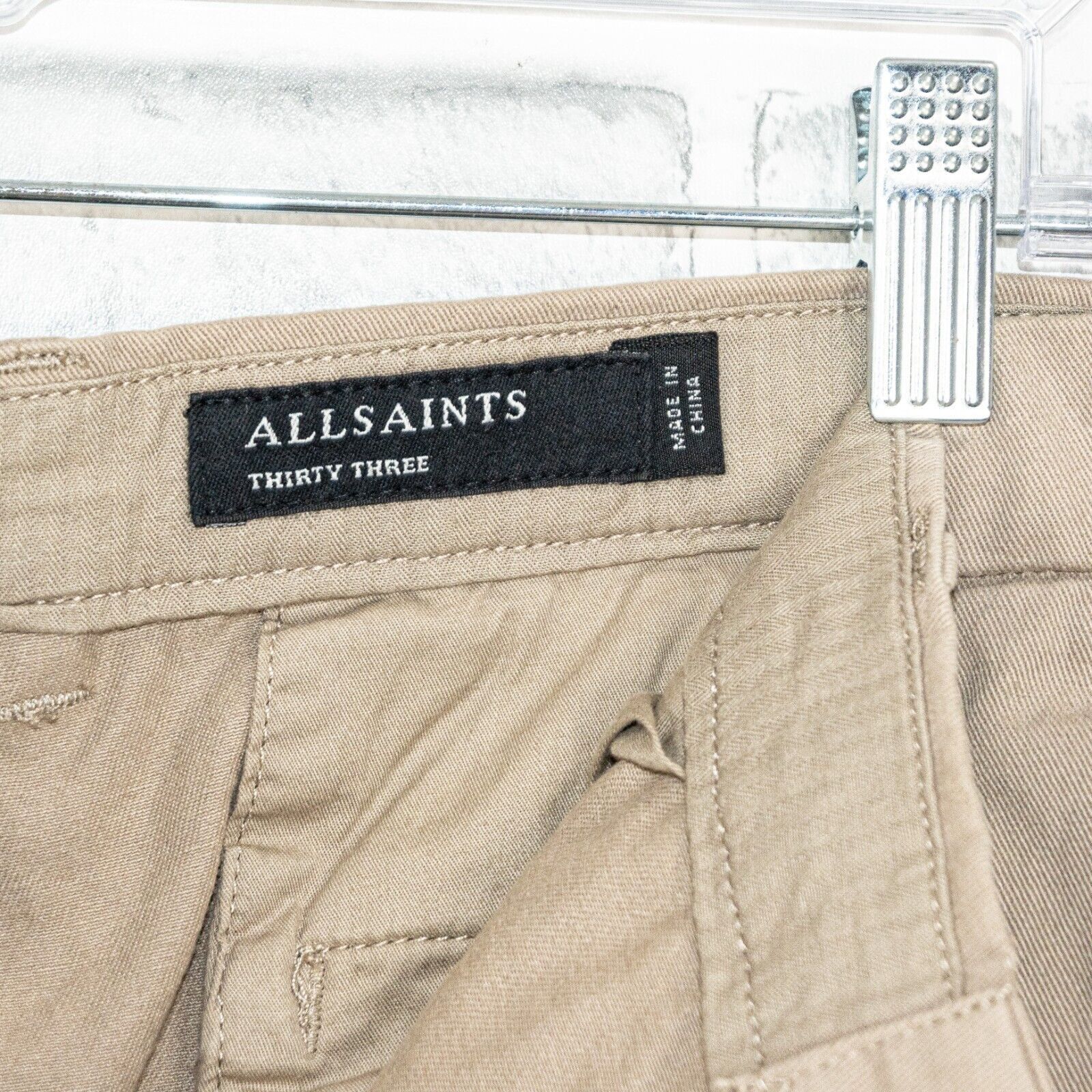 Allsaints ALL SAINTS Men's Muro Cropped Tappered Chino Pants in Khaki Size US 33 - 4 Thumbnail