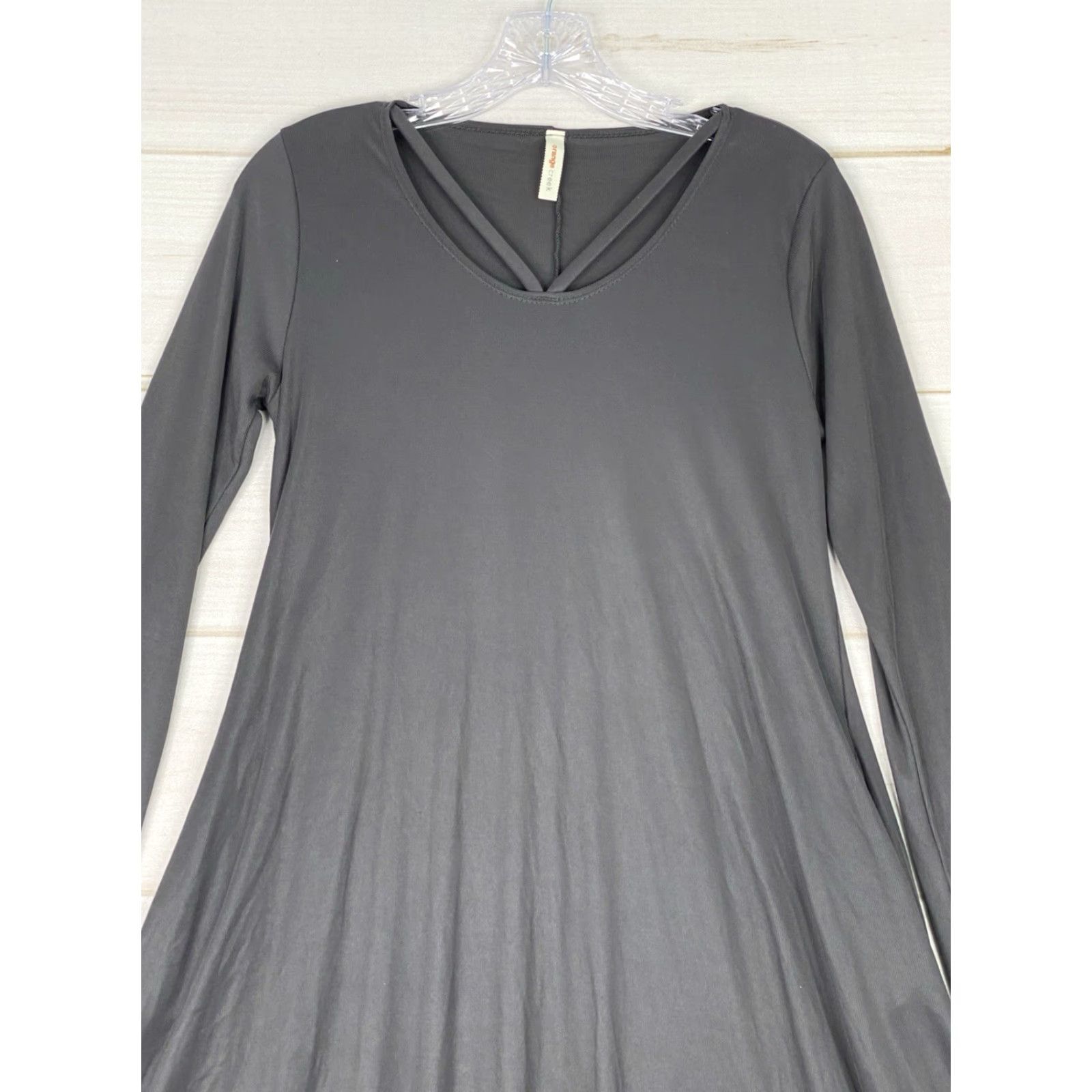 Vintage Orange Creek Midi Dress Gray Long Sleeve V Asymmetrical Hem Knit M Adult Womens Size M / US 6-8 / IT 42-44 - 2 Thumbnail