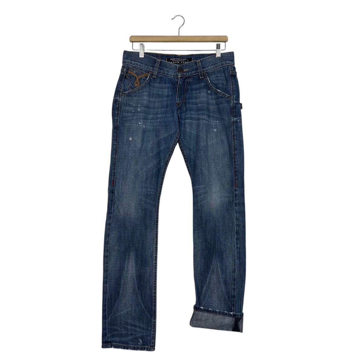 Japanese Brand Vintage 90s 020608 Tears Of Bleu Black Line Denim Size 32" / US 10 / IT 46 - 14 Thumbnail