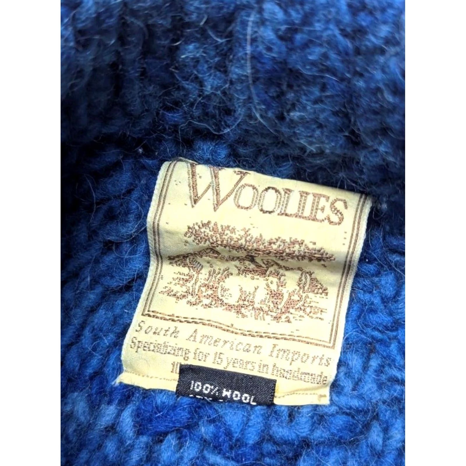 Vintage VINTAGE Woolies ARAN Sweater XL Men Long Sleeve Knit Wool Mock Neck Blue Tall/Long Size US XL / EU 56 / 4 - 7 Thumbnail